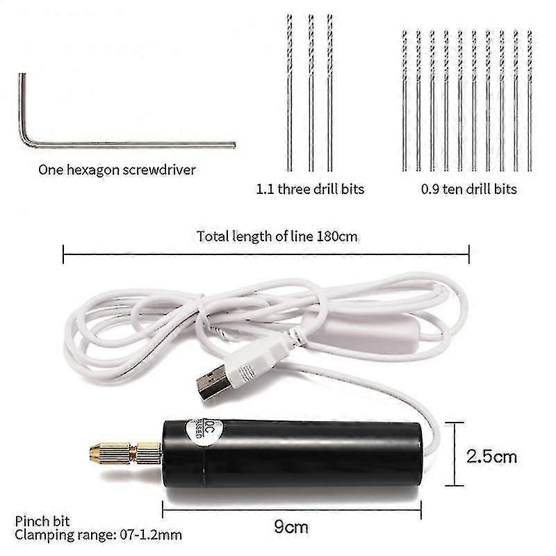 Mini USB Electric Drill Rotary Tool Engraver Pen with Bits - Portable Handheld Power Tool (2 Pack)