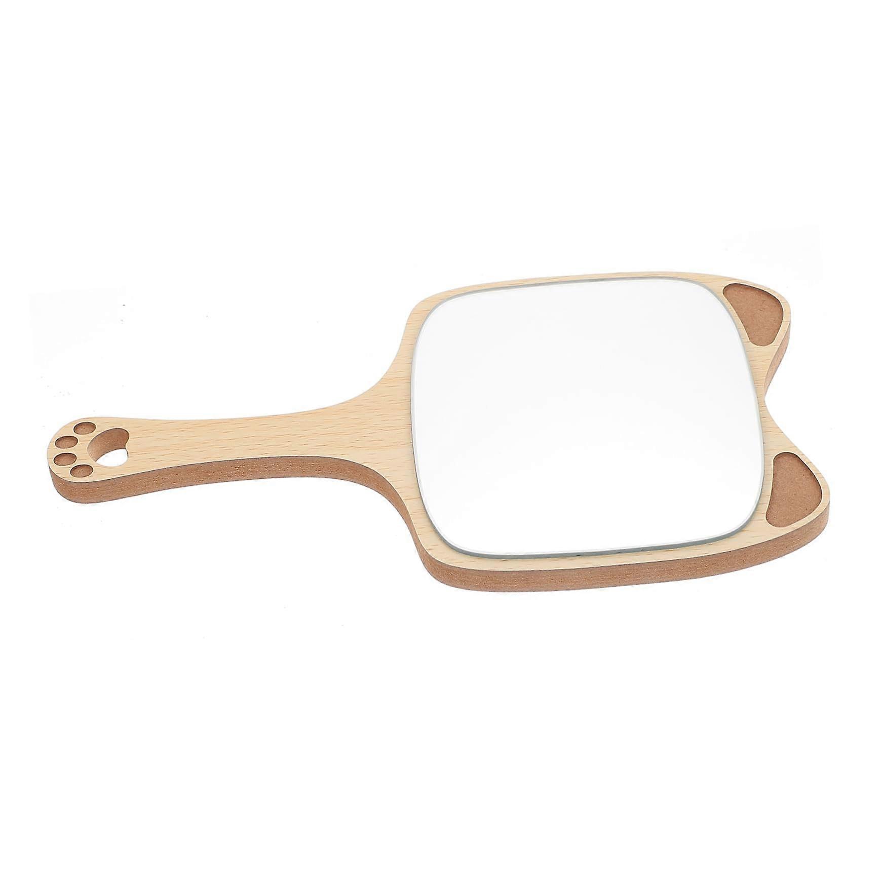 hand mirror with wooden handle, portable, creative shape, vanity mirror