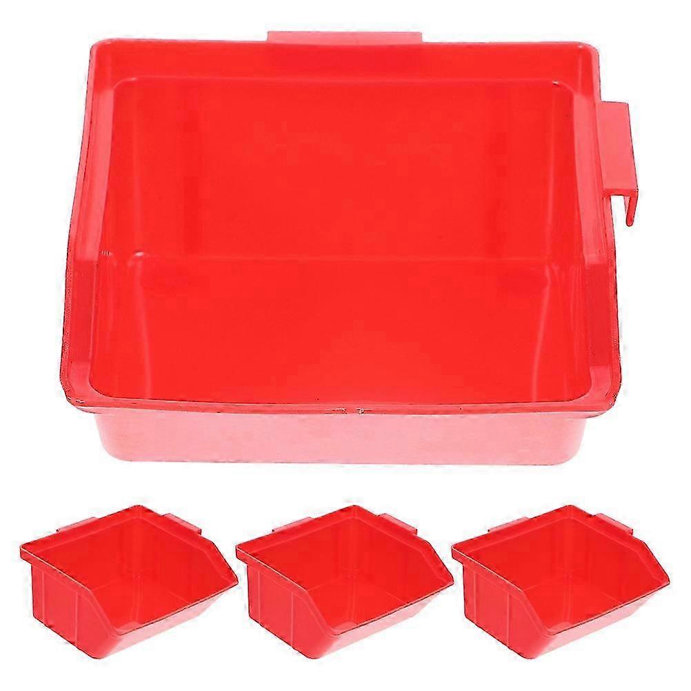4pcs Stackable Red Tool Organizers 10x9x4.5cm Storage Bins