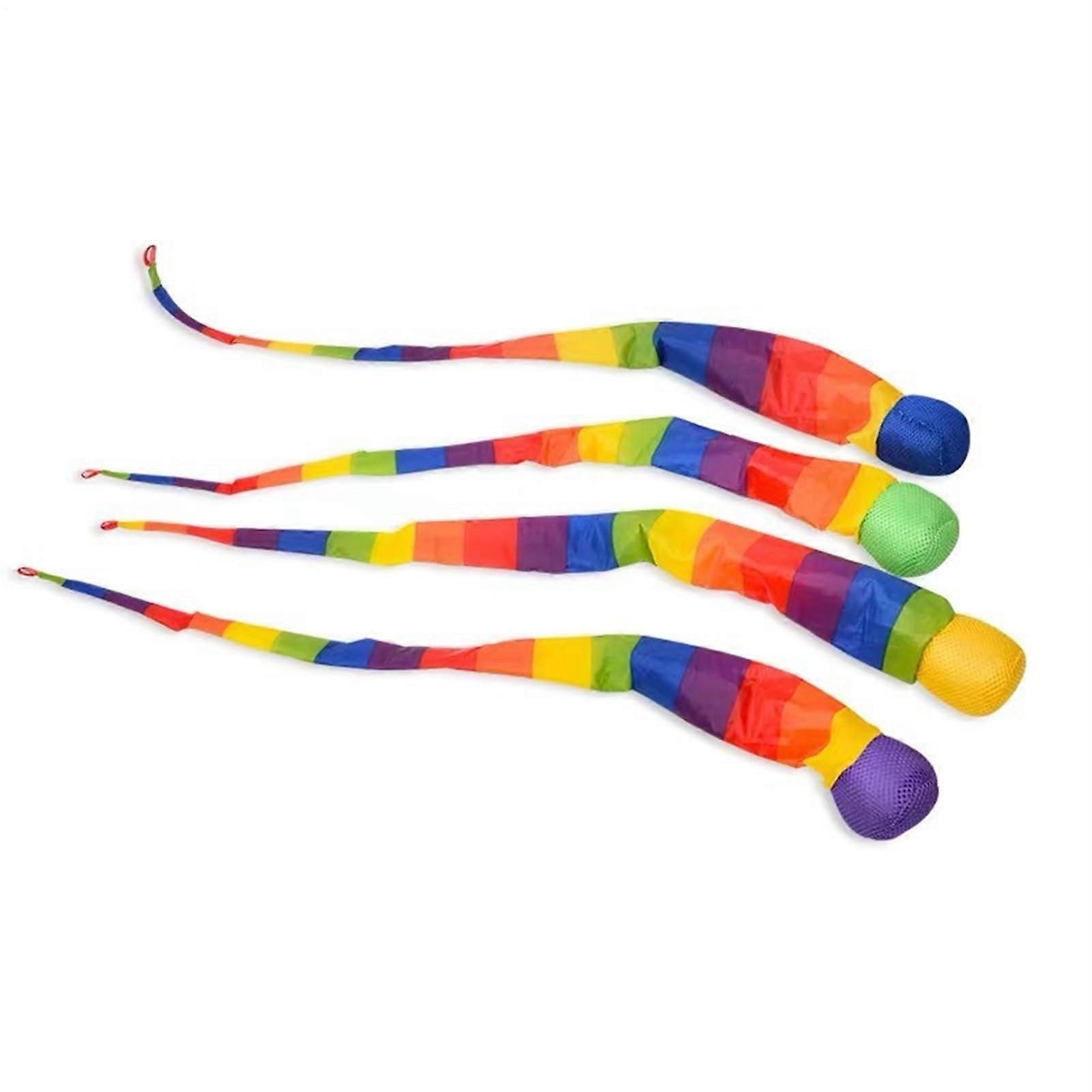 Rainbow Tail Ball Set of 4 with Soft Comet Ball Tails for Outdoor and Indoor Play, Random Color Educational Toy
