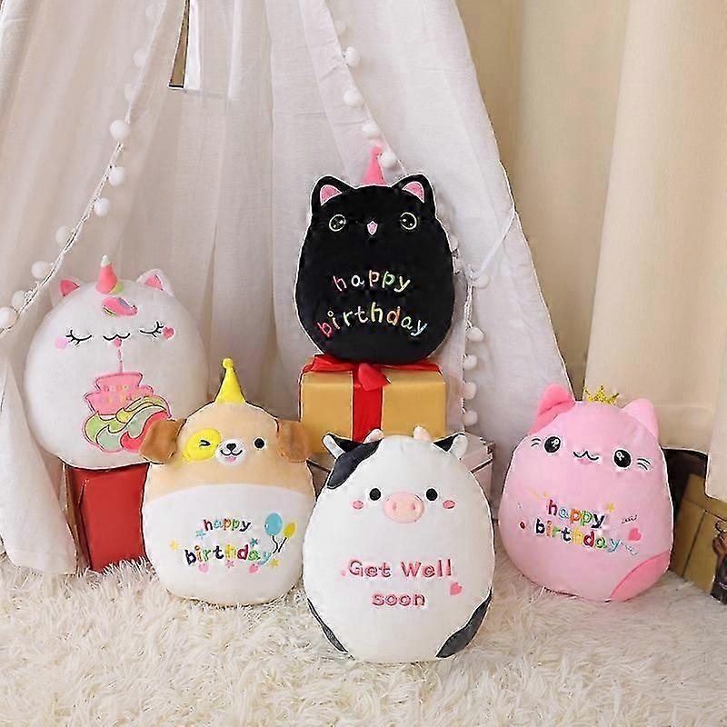New product Happy Birthday Throw Pillow Happy Birthday Cute Cow Unicorn Throw Pillow Plush Toy SZBS