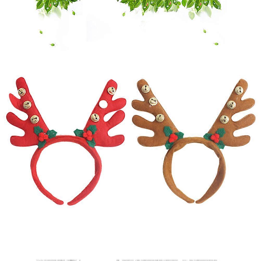 Reindeer Antler Headbands Holiday Headband Carnival Costume Accessory Red and Brown Plastic Material 2Pcs