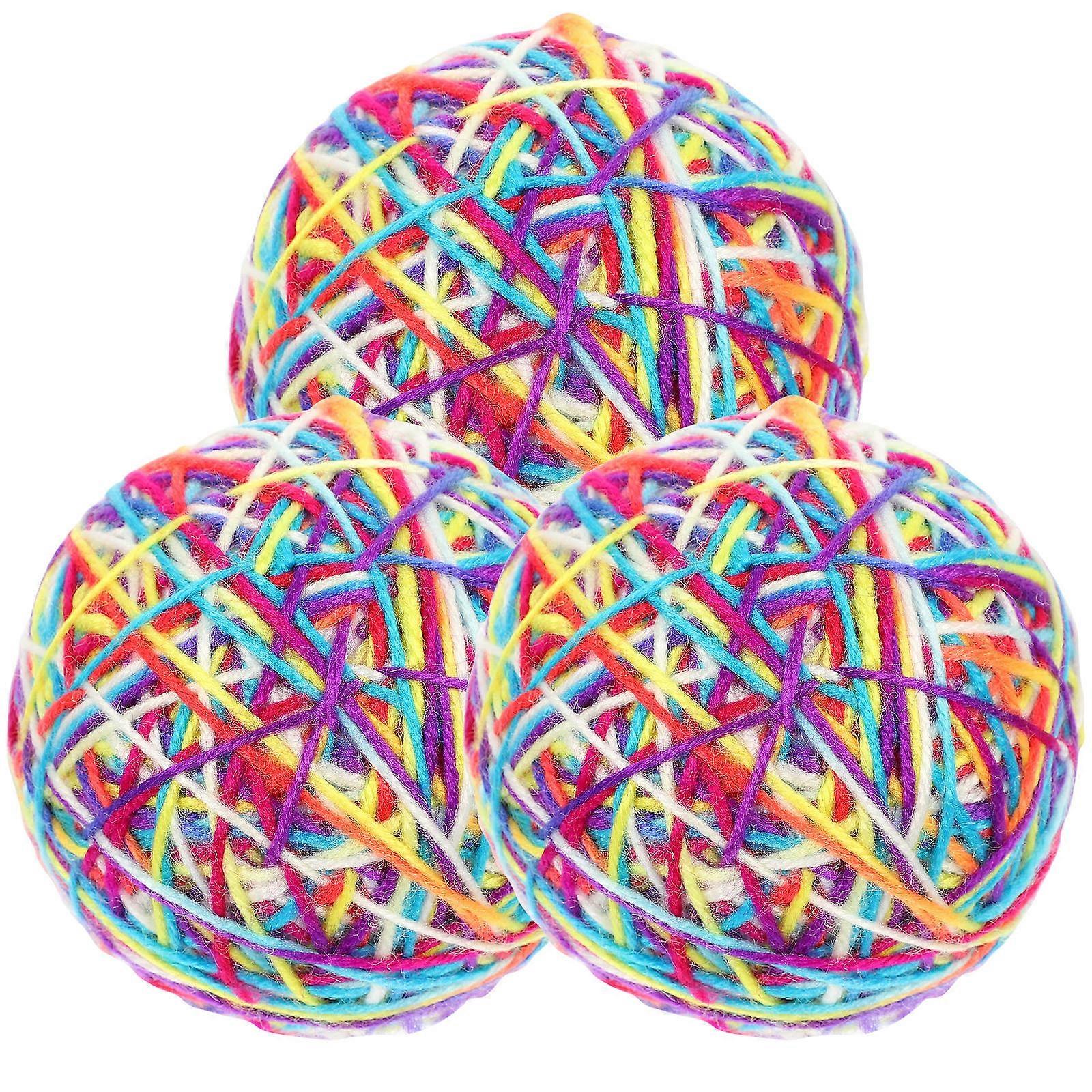 Compact Cat Balls Interactive Cat Toy Ball Daily Use Round Yarn 10.00X10.00X10.00CM Independent Play 3Pcs