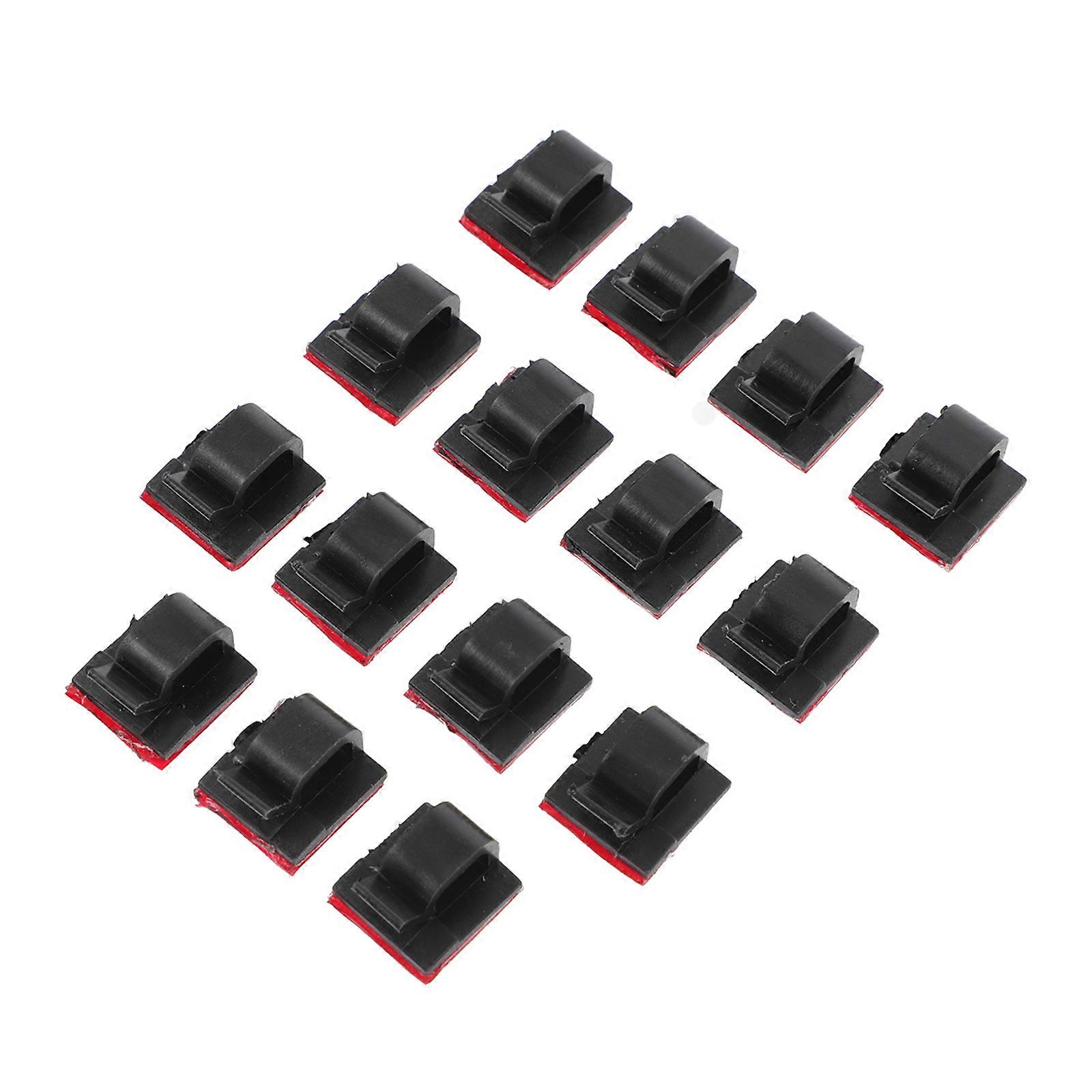 Durable Plastic Cable Organizer with Self adhesive Cord Clips for Home Use Black 15 Pieces