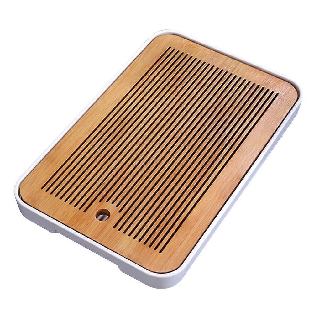 Rectangle Tea Tray Bamboo Material for Household Tea Plate Teahouse Item 1Set
