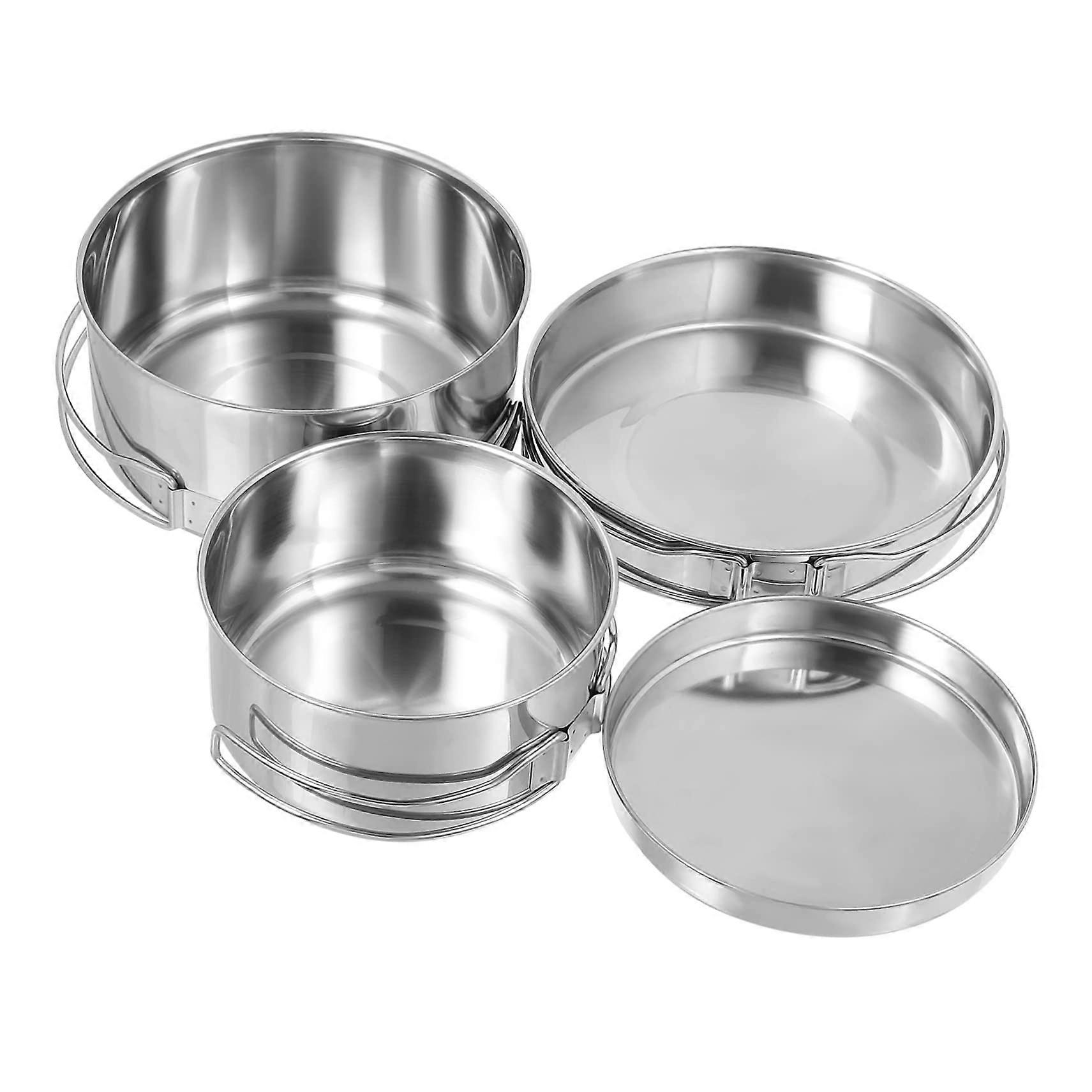 4 pieces camping pot set stackable cookware for outdoor picnic to clean with foldable for camping