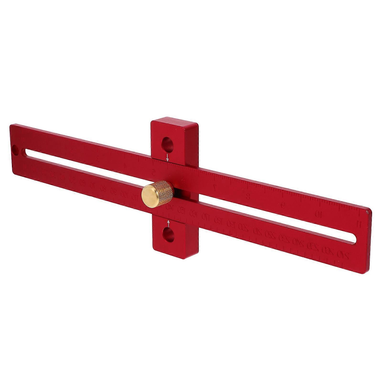 Metal Precision Ruler Scale Ruler Positioning Ruler Woodworking Projects Red 30.00X8.80X3.00CM Parallel Line Drawing 1Pack