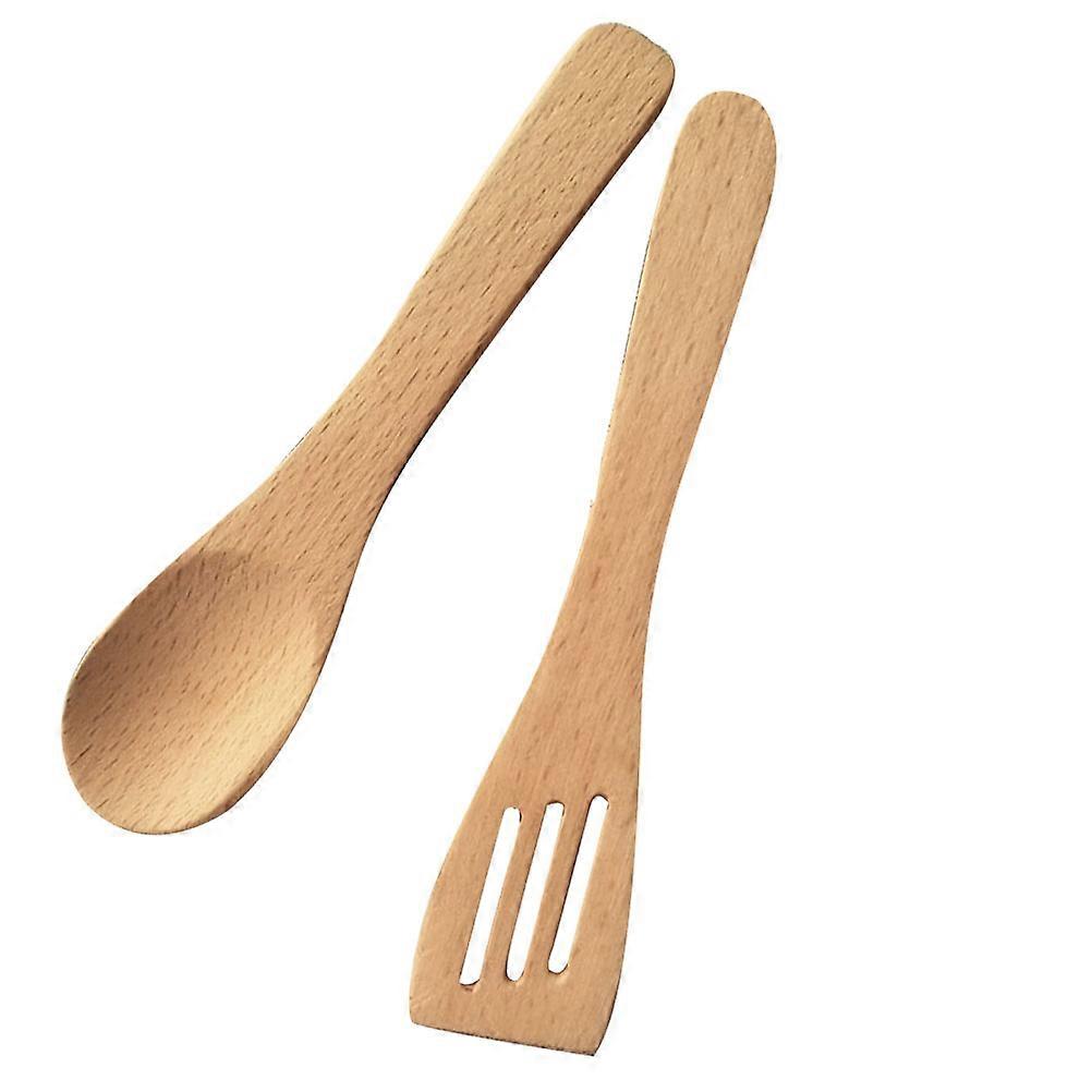 סט כף וכף עץ טבעי עץ בוק כלי מטבח חינוכיים למשחק תפקידים ומשחק יצירתי יום הולדת, חג המולד