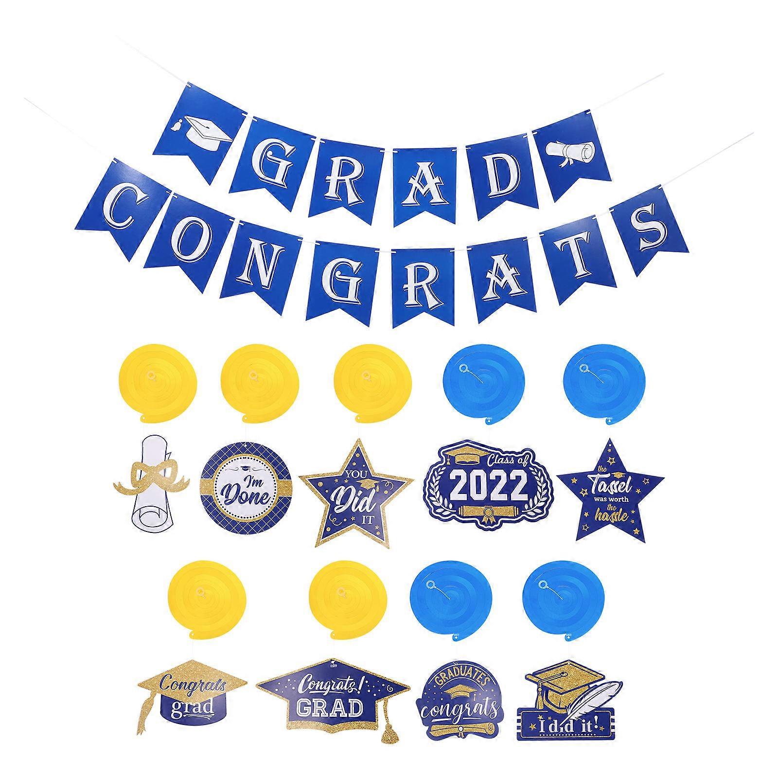 Graduation Themed Sea Blue Spiral Pendant Decor for Parties, School Celebrations, and Banquets