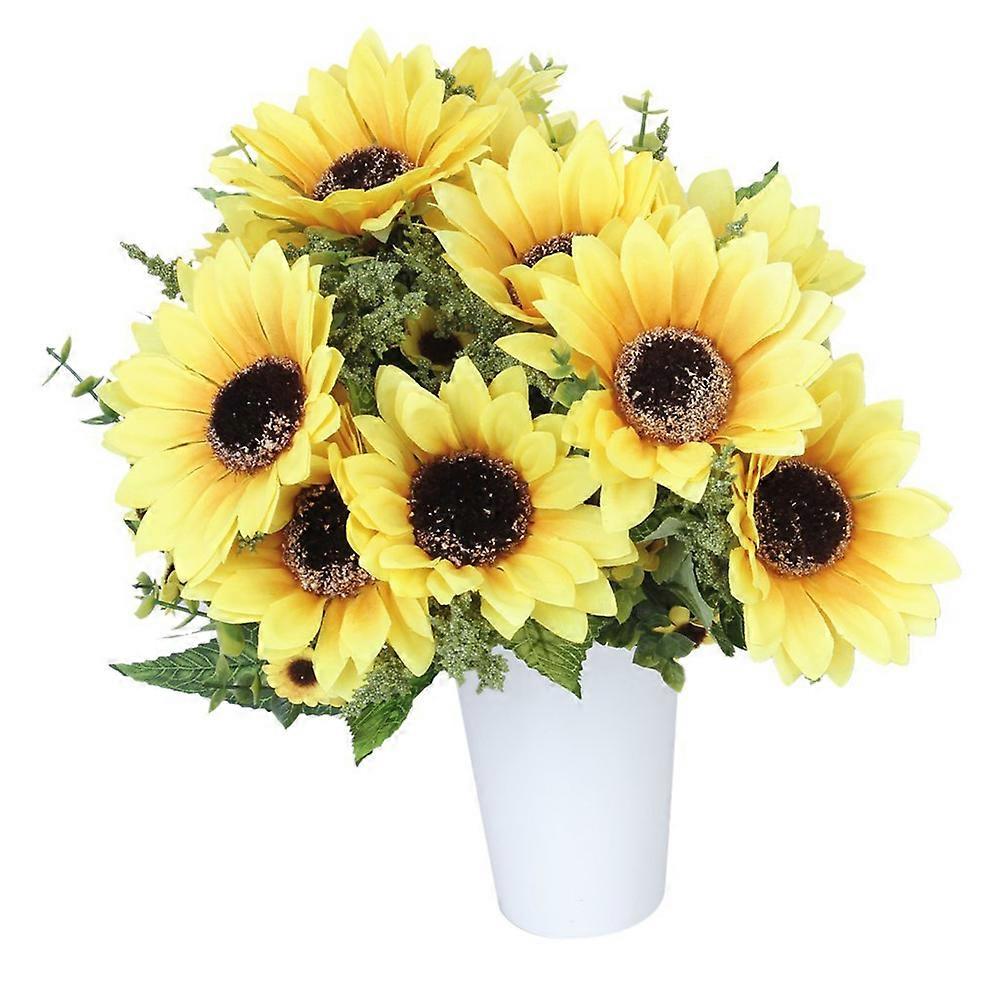 Artificial Sunflower Home Decoration Yellow Color Realistic Style For Office 1Set