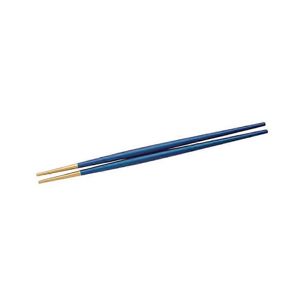 Stainless Steel Chopstick Japanese Style Non-slip Smooth Grinding for Everyday Use Blue and Golden 1Pair