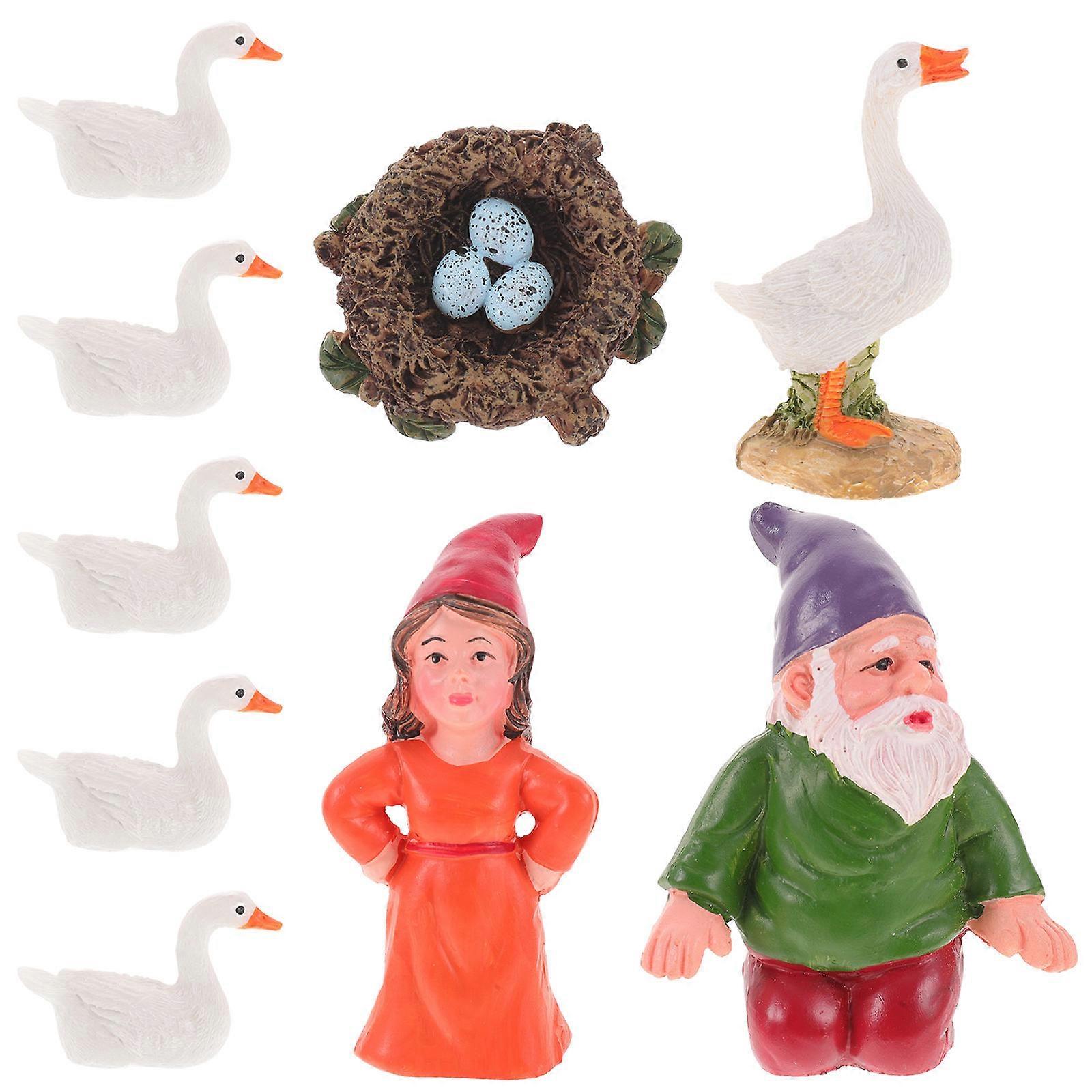 Outdoor Statue Gnome Statues Garden Ornaments White Compact Size For Backyard 1Set