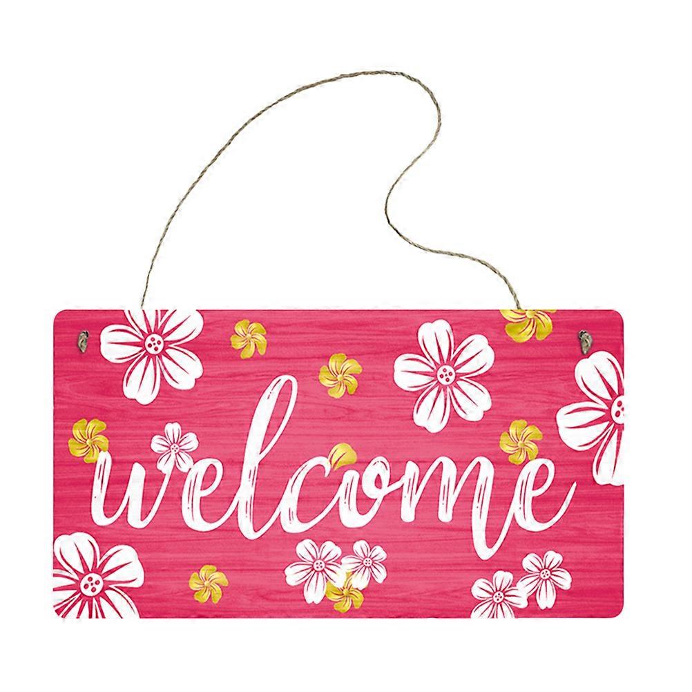 Wooden Hanging Welcome Sign Front Door Flower 26x13cm Rectangular Shape 1Pack