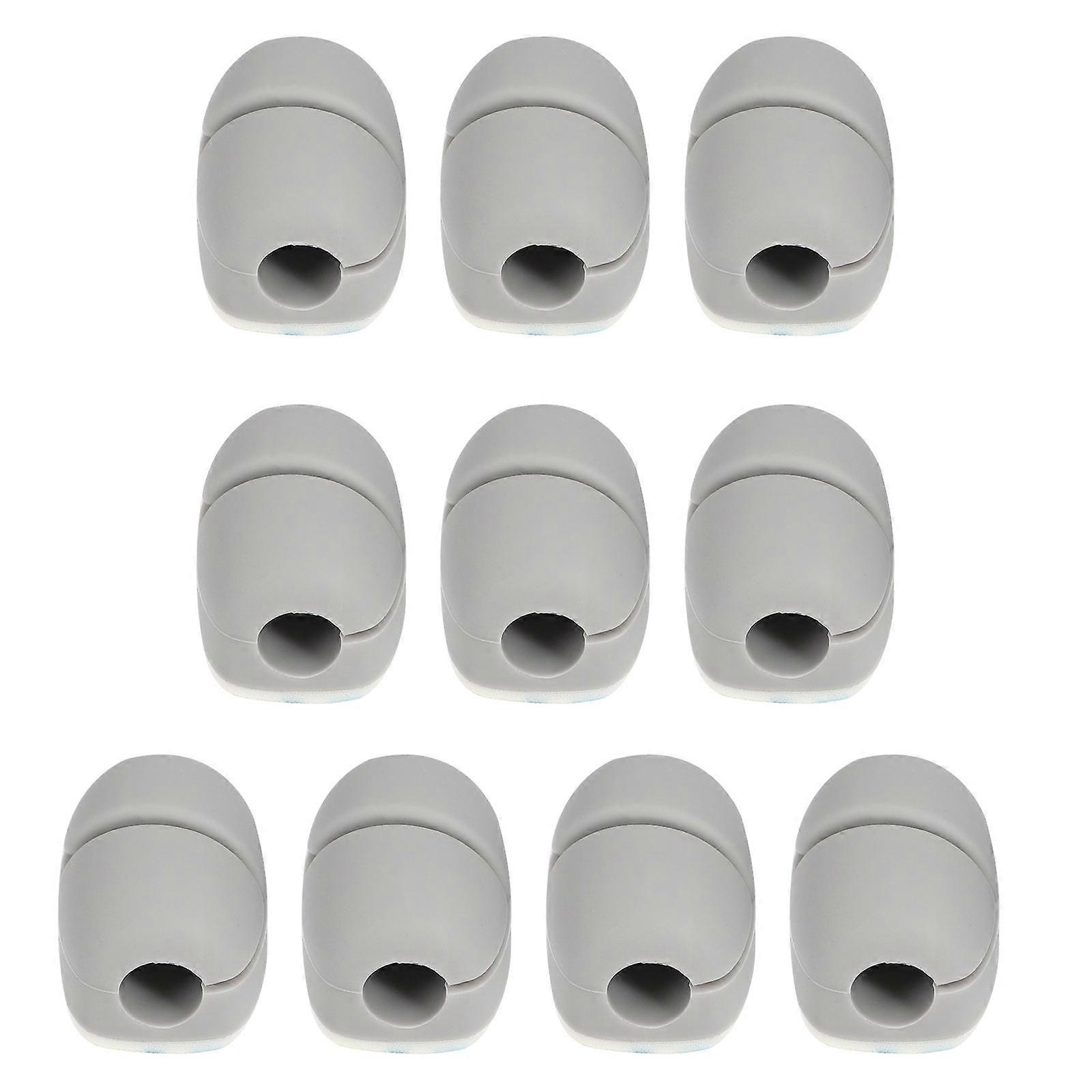 Desk Cable Organizer Cable Holders Rectangular Style For Office Desk 2.4x1.7x1.4cm Grey Silicone Adhesive Fixing 10Pcs
