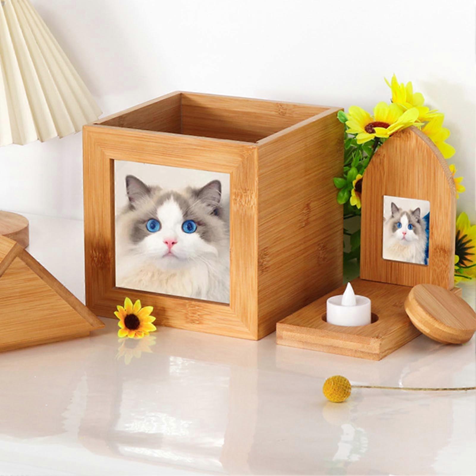 Pet Photo Urn House Shape Beautiful Sturdy Structure Memorial Pet Ashes Box for Cat Dog Large Combination 