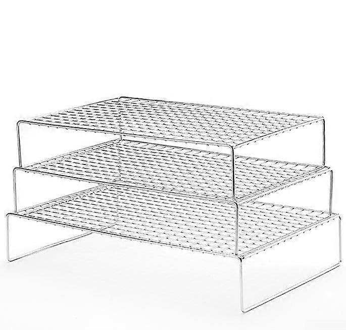 3tier stainless steel cooling rack set for cakes and grilling, spacesaving design
