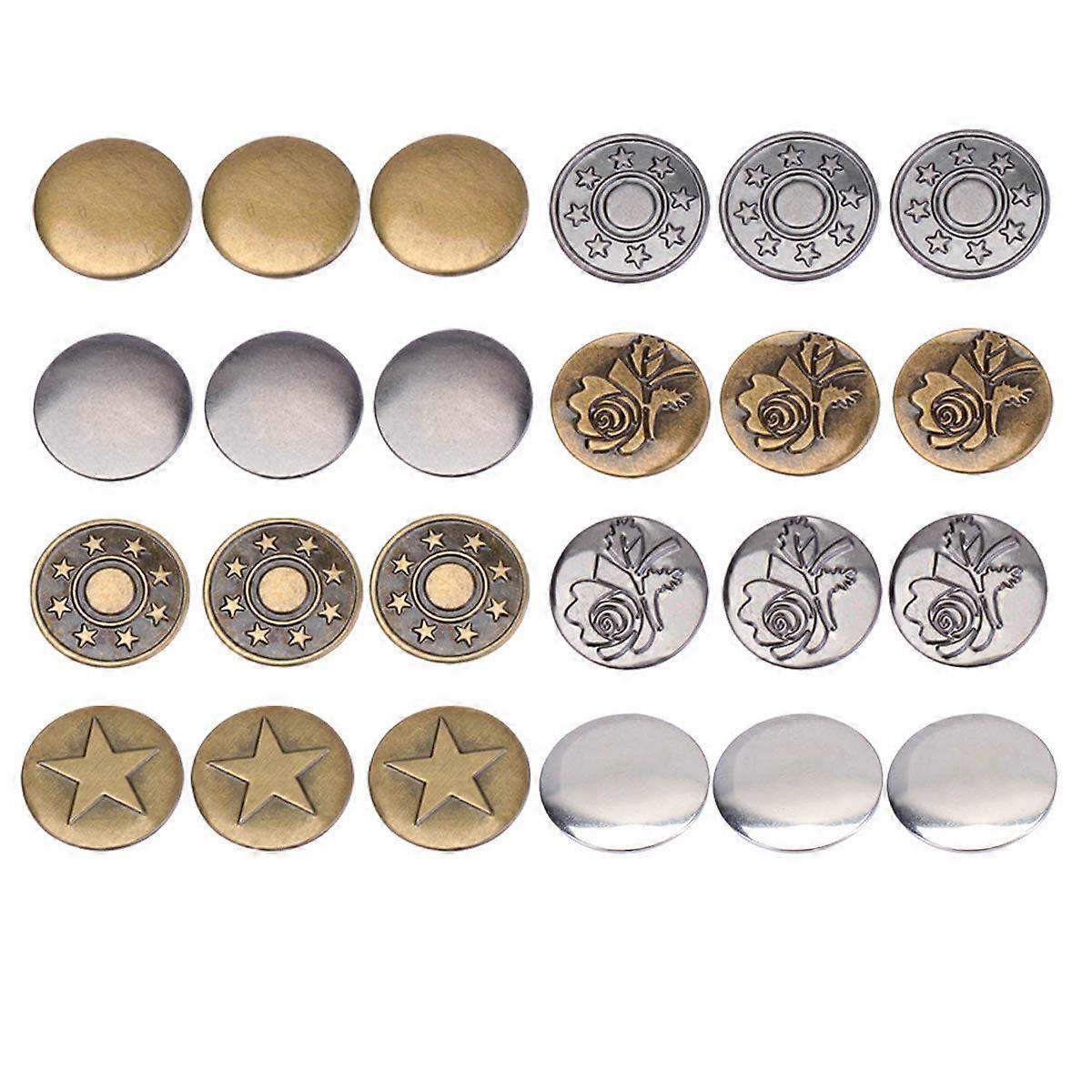 Waist Buckle Metal Jeans Buttons Delicate Boxed Easy to Replace Home Use 17MM 80Set