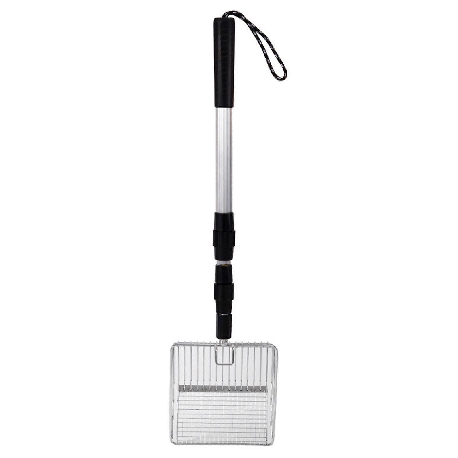 Retractable Cats Litter Scooper Flexible Ergonomic Handle Design Sifter Efficient Chicken Coops Beach Cleaning Tool Silver