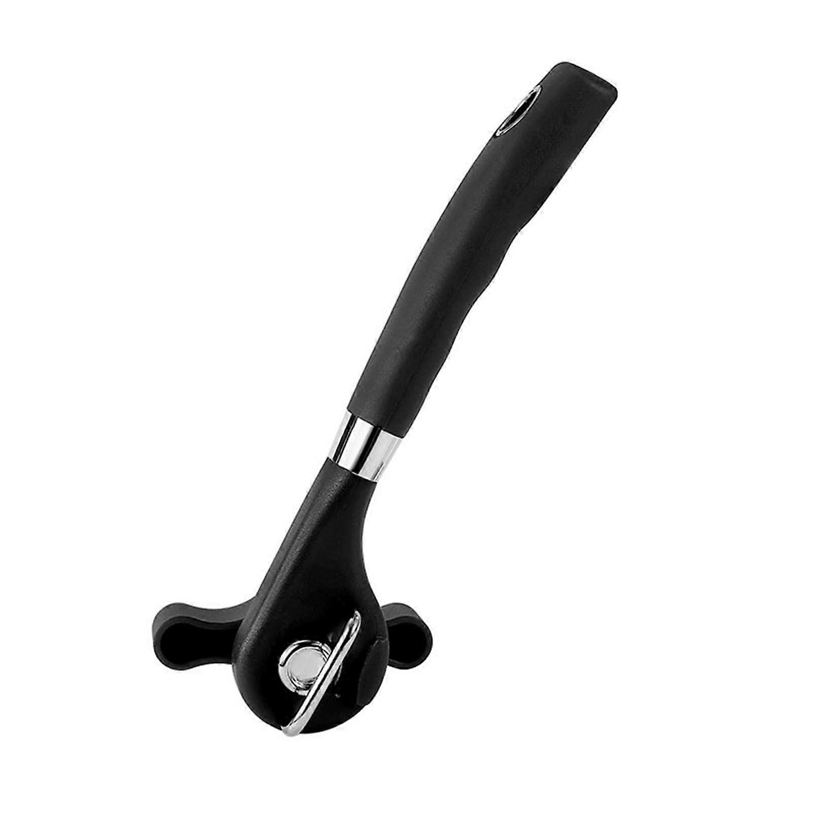 Manual can opener made of stainless steel with smooth edge, nonslip grip