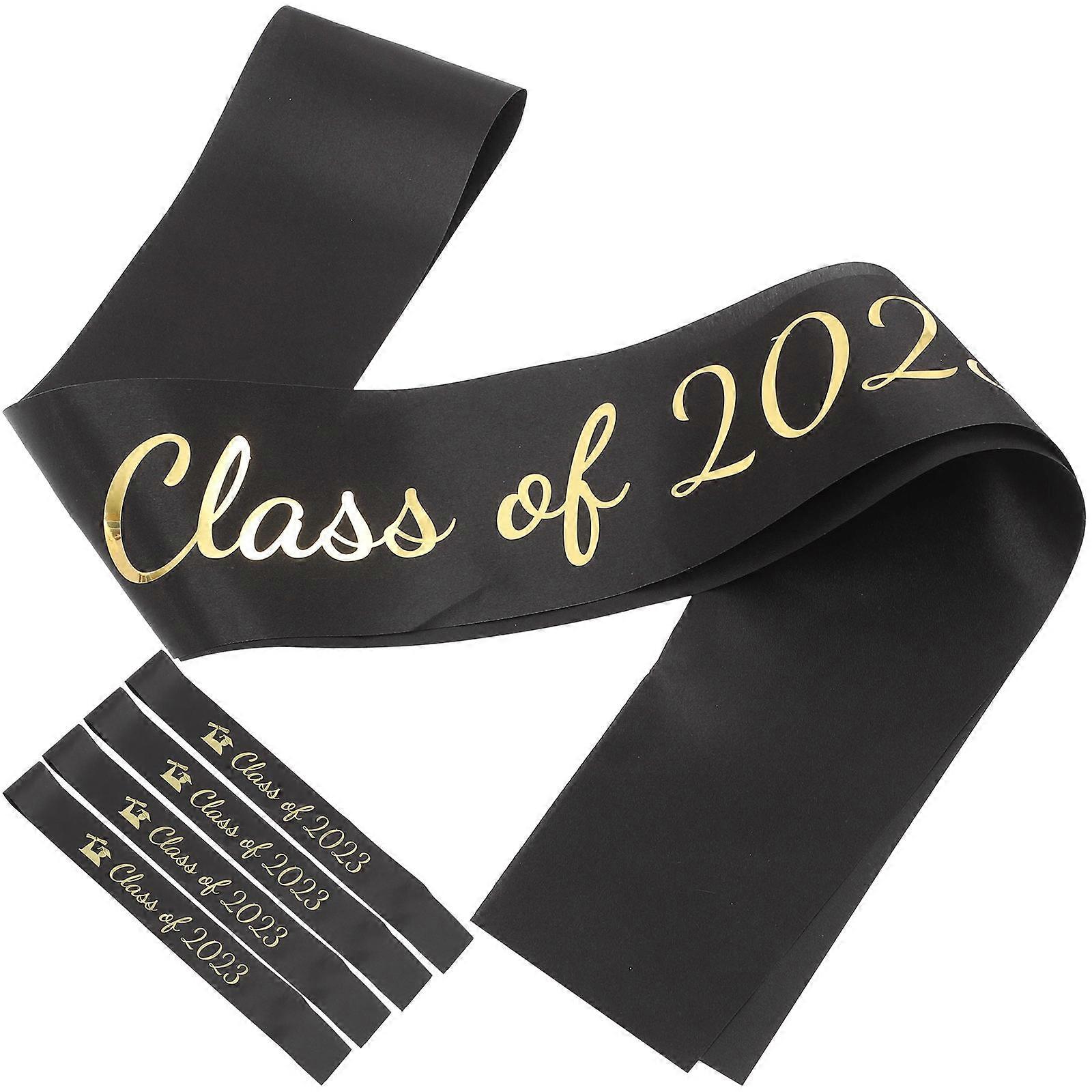 Black Fabric Graduation Sashes 80x9.5cm for Graduation Ceremonies and Photo Sessions Class of 2023 5Pcs