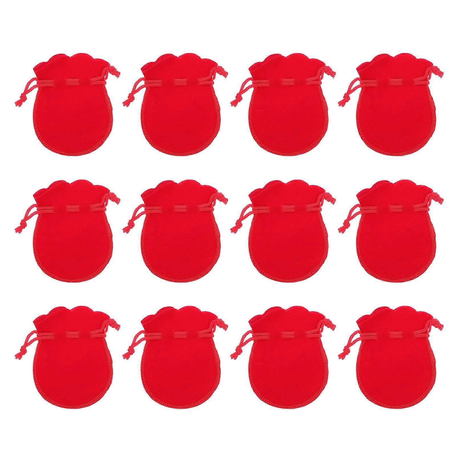 Small Drawstring Pouch Pear-Shaped Drawstring Wedding Favor present Bag Red 9cm x 7cm Candy Bag 12Pcs