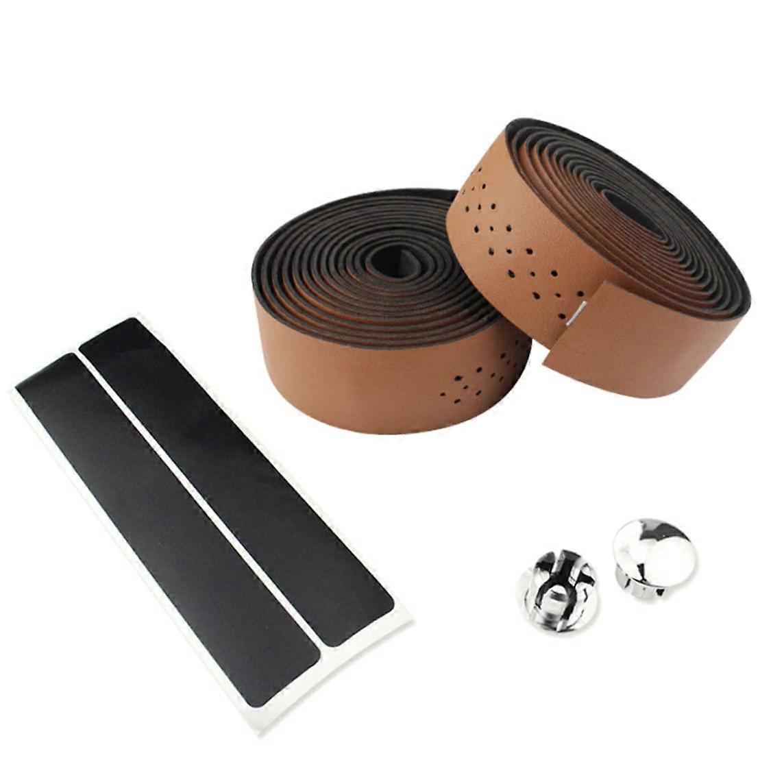 Retro PU Leather Bike Handlebar Grip Wrap - Comfortable Non-Slip Bicycle Grips for Mountain and Road Bikes, 1 Pair