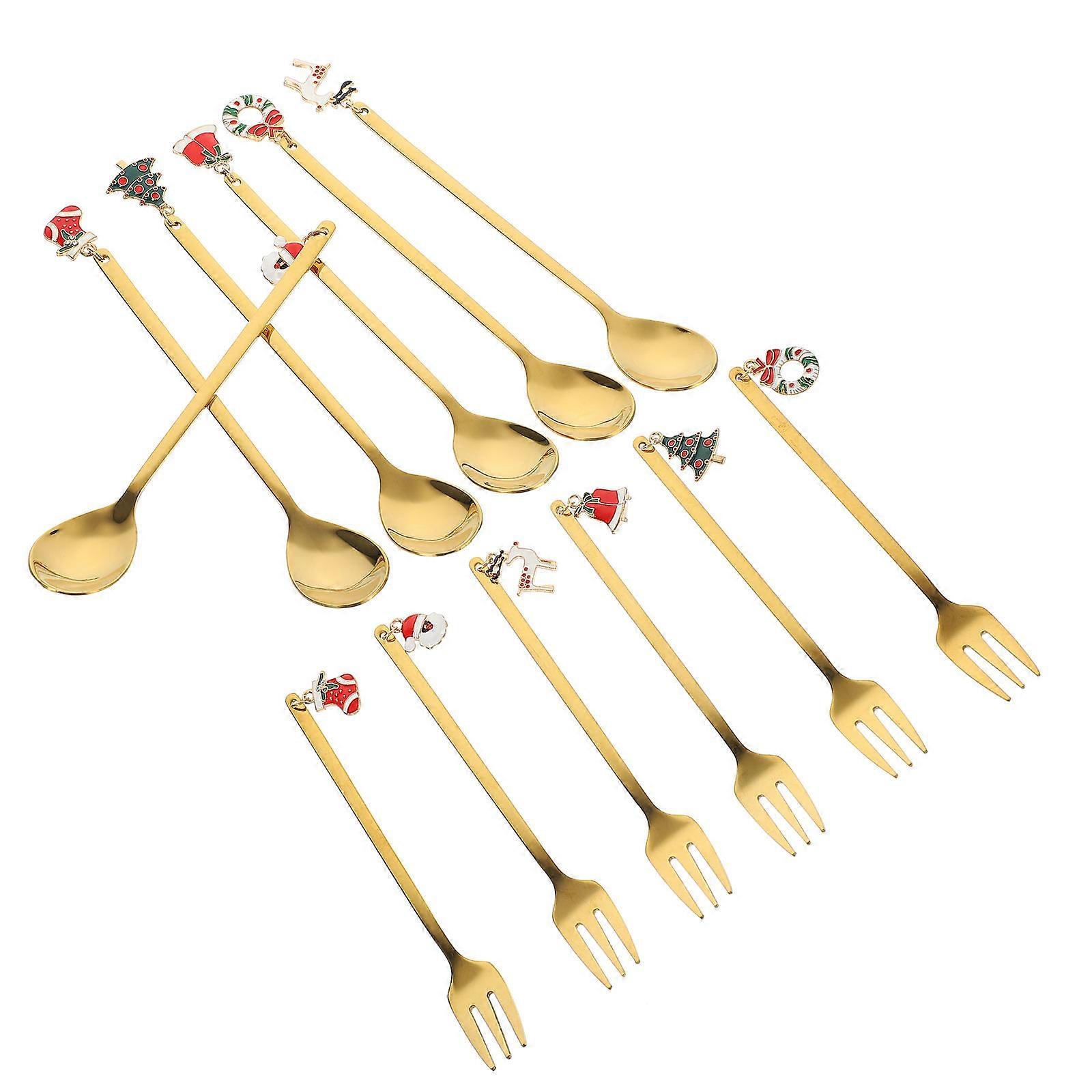 Silverware Spoons Dessert Spoons Forks Kit Home Use Guests 14.00X1.60cm Fork Lightweight Tabletop Decoration