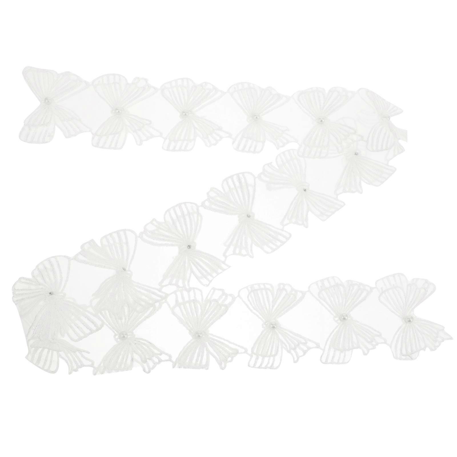 Decorative Trim For Sewing Diy Craft Fabric Ribbon White Bow Shape Simple And Elegant Clothing Trim 1 Roll