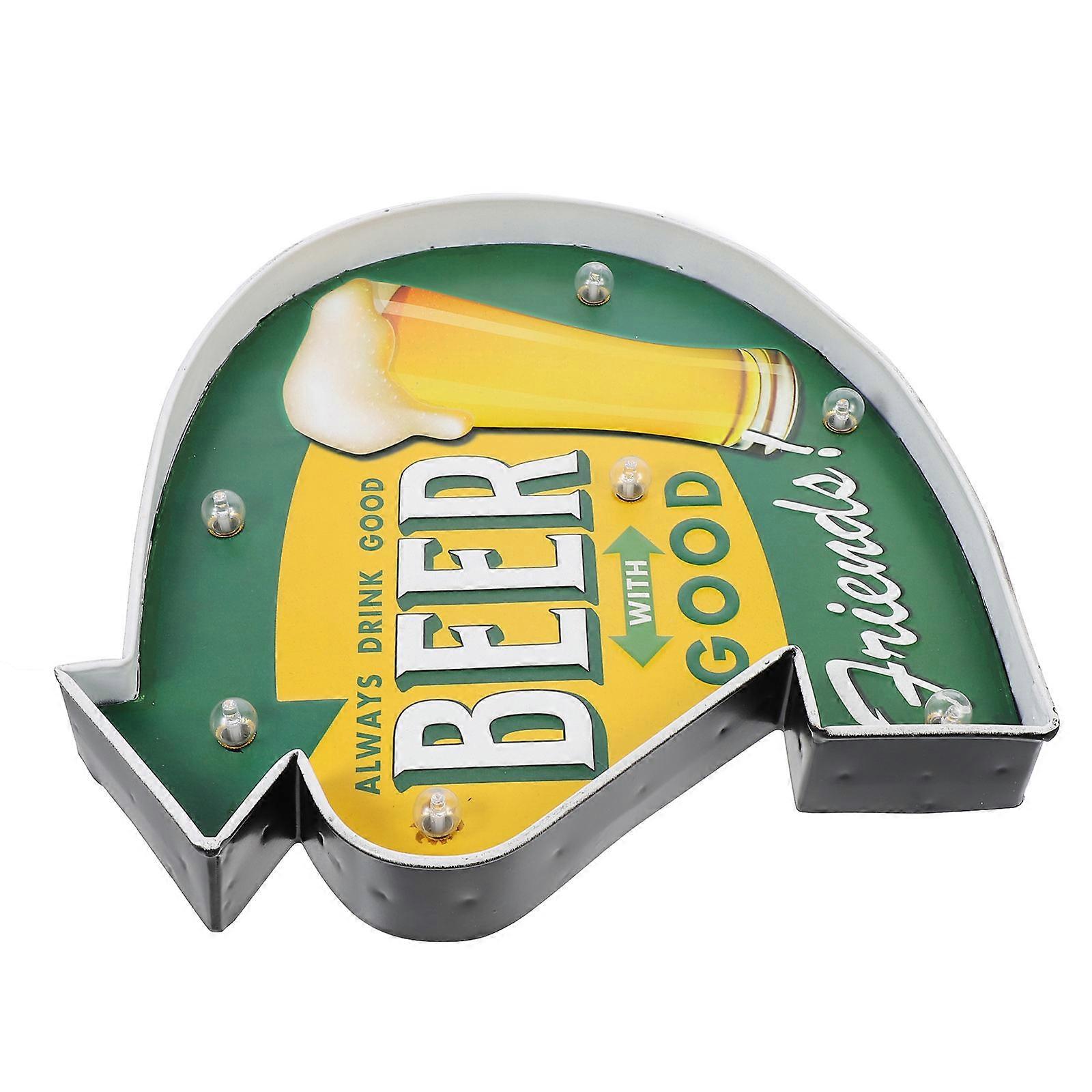 Decor Signs Iron Art Beer Design Retro Style Light Board for Shop 30X30X4.5CM 1Pc