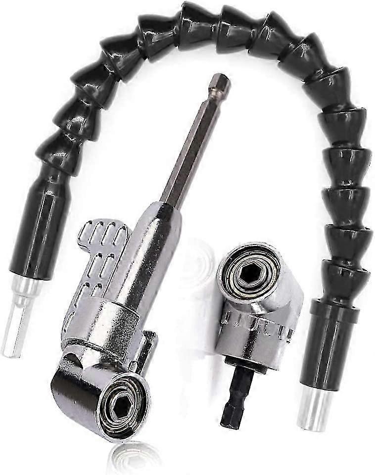 Right Angle Drill Bit and Flexible Angle Extension Kit, 105 Degree Angled Screwdriver with 1/4 Hex Shank for Certain Brand Drills