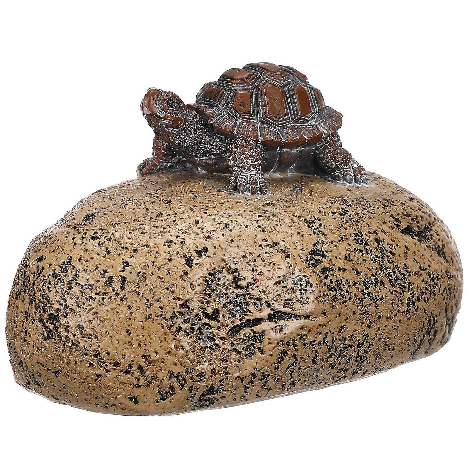 2pcs Fake Rock For Key: Turtle On Rock Shape Hidden Key Holder - Decorative Faux Stone Design Hider For Home Office Garden