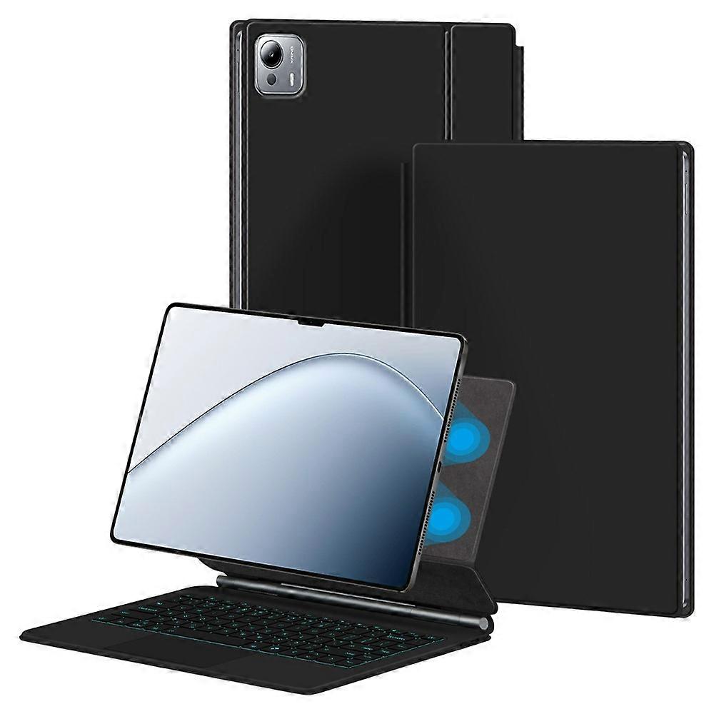Compatible For Xiaomi Pad 7 Ultra Floating Magnetic Bluetooth-Compatible Keyboard (Arabic) + Leather Tablet Case