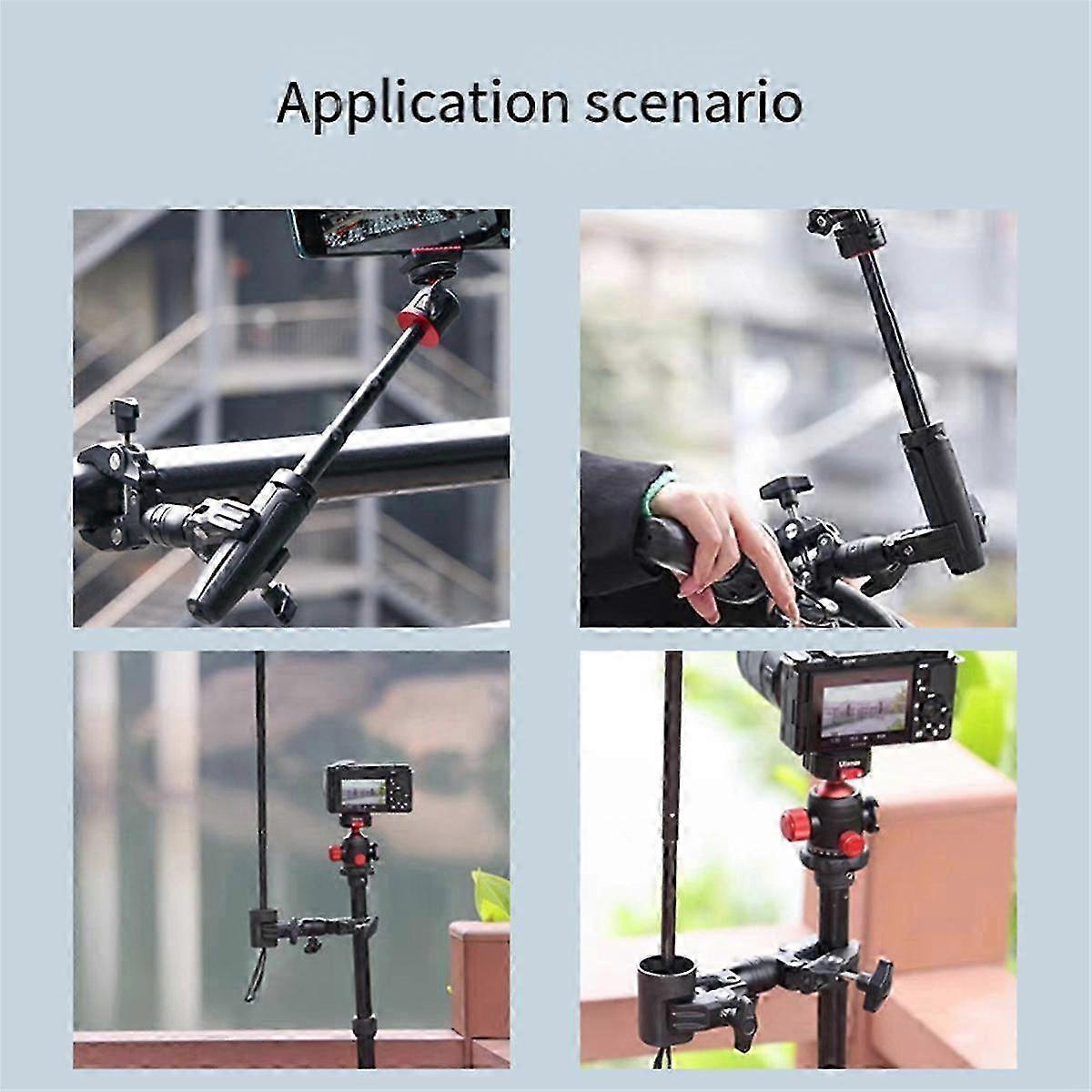 Double Metal Super Clamp Articulating Arm Clip 360 Dual-Head Super Clamp for Umbrella LED Monitor