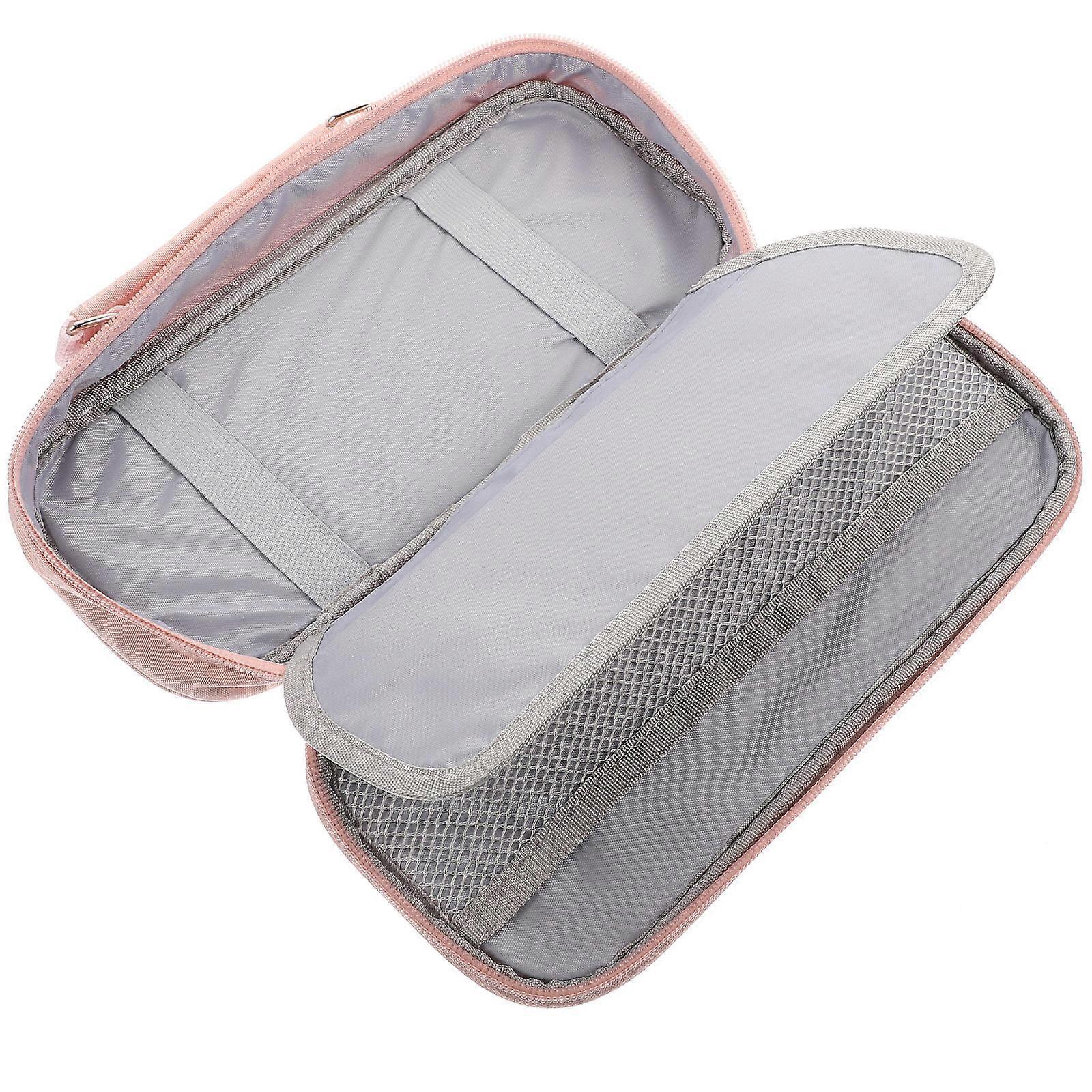 Portable Pencil Bag Multi-Function Pink Rectangular Organizer For School Office Use 5X11.5X25CM 1Set