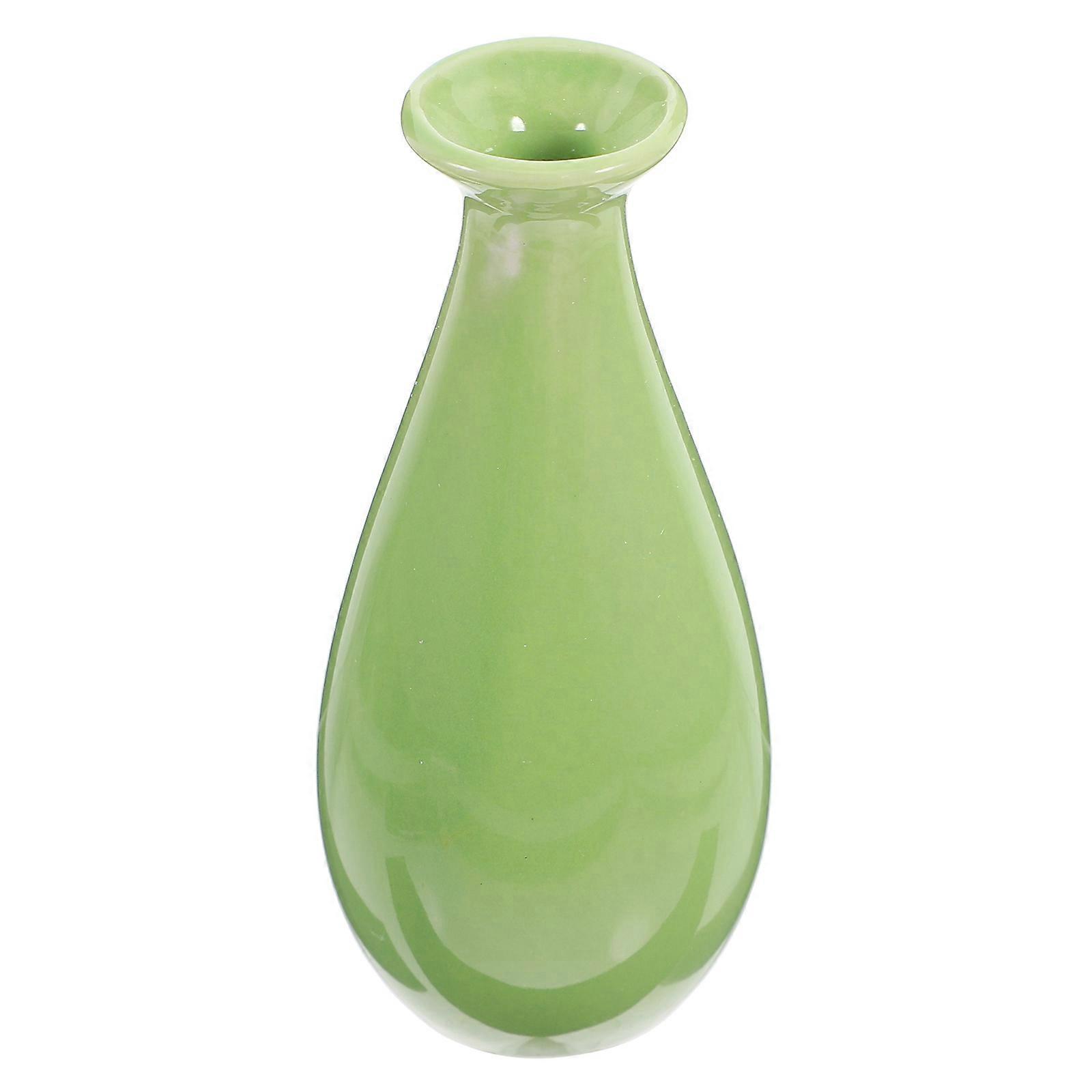 Ceramic Vase Small White Vase Simple Flower Container for Home Office Decoration Green 1Pack