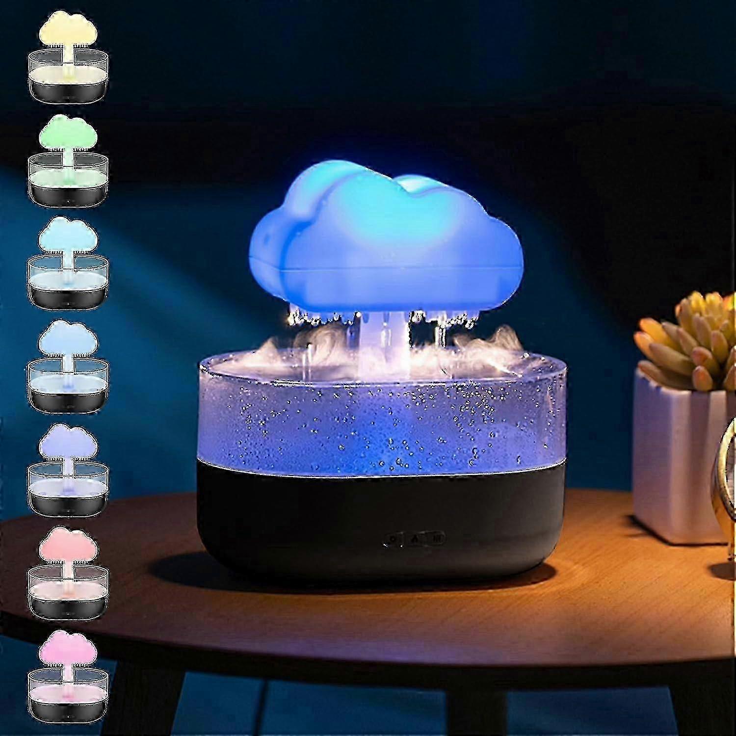 Umidificatore a nuvole di pioggia 200 ml, LED Nuvola Pioggia Aromaterapia Diffusore di oli essenziali Luce notturna 7 colori