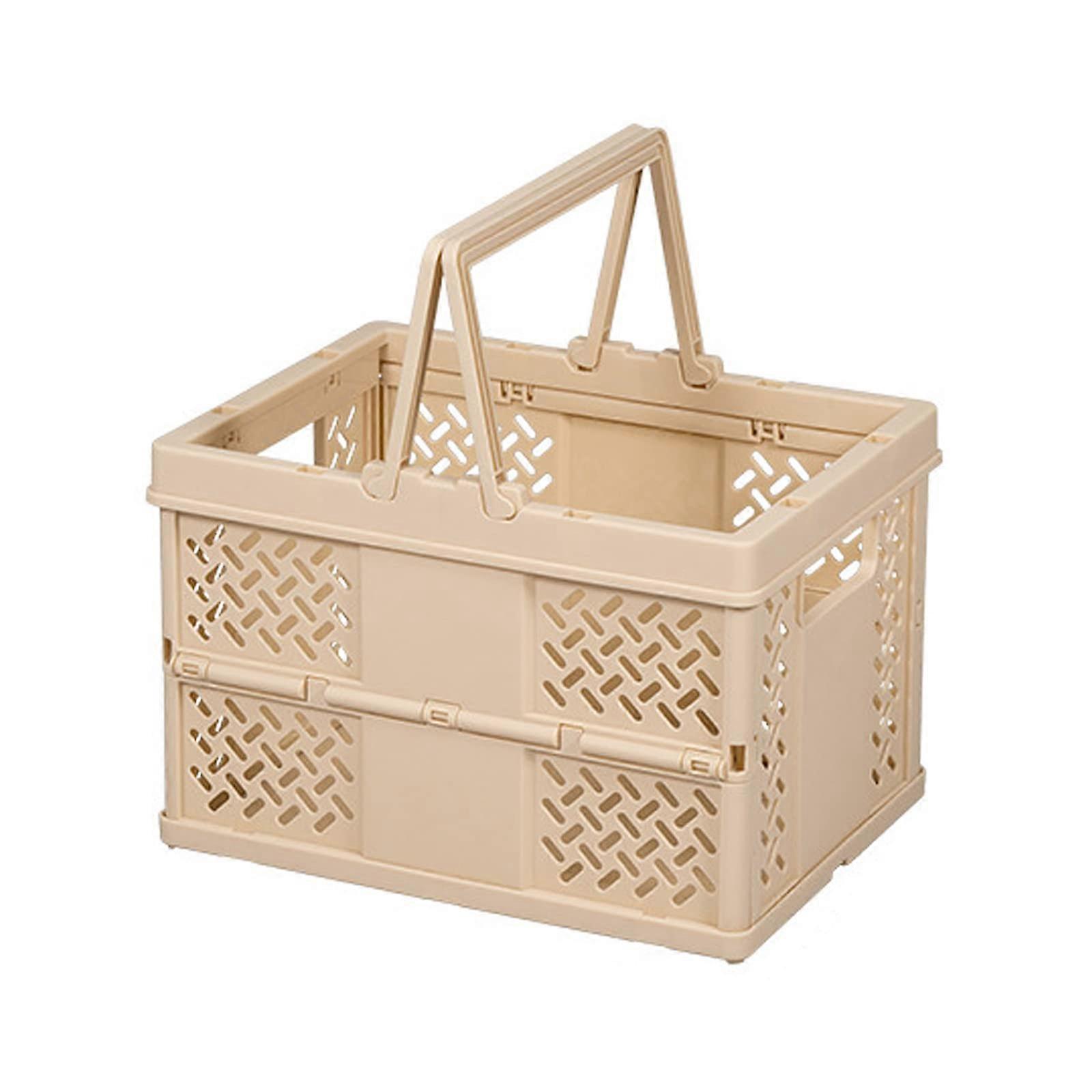 Foldable Storage Basket with Handle, Stackable Makeup Organizer, Multi-Functional Desk Storage Box for Suitcases and Shopping Supplies