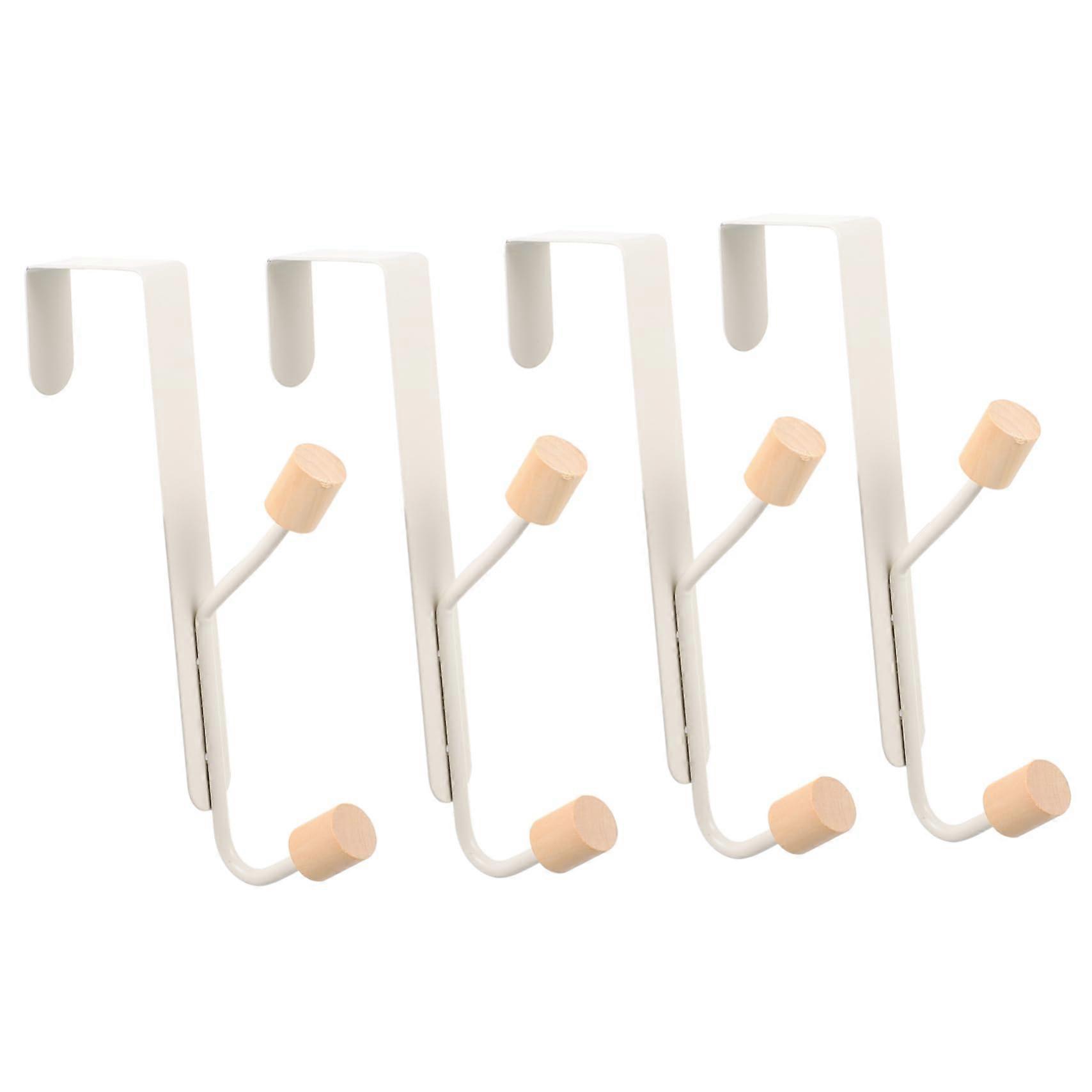 Pack of 4 Over The Door Hooks, Double Hook Bag Hangers for Clothes and Purses, Durable Storage Organiser, Easy Install
