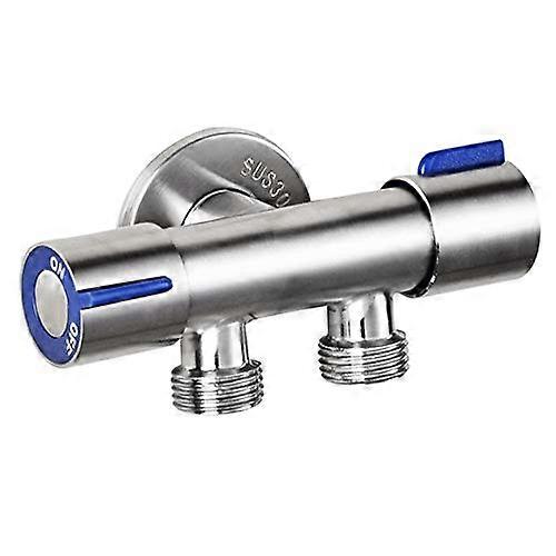 G1/2 x 1/2 Inch 304 Stainless Steel Three-Way Angle Valve, Double Control Single Cold Multifunctional Tap