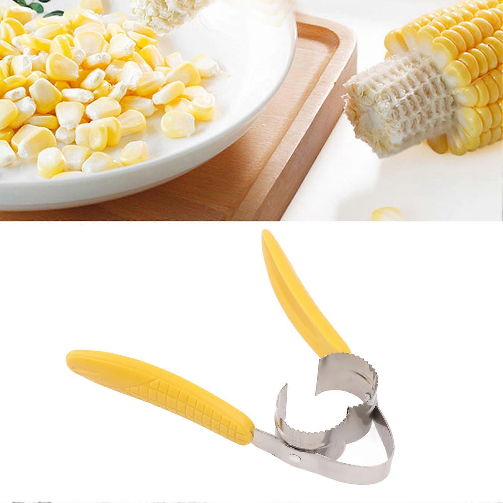 4PCS Corn Peeler Stainless Steel Corn Cob Stripper Tool with Corn Shape Plastic Handle for Kitchen 