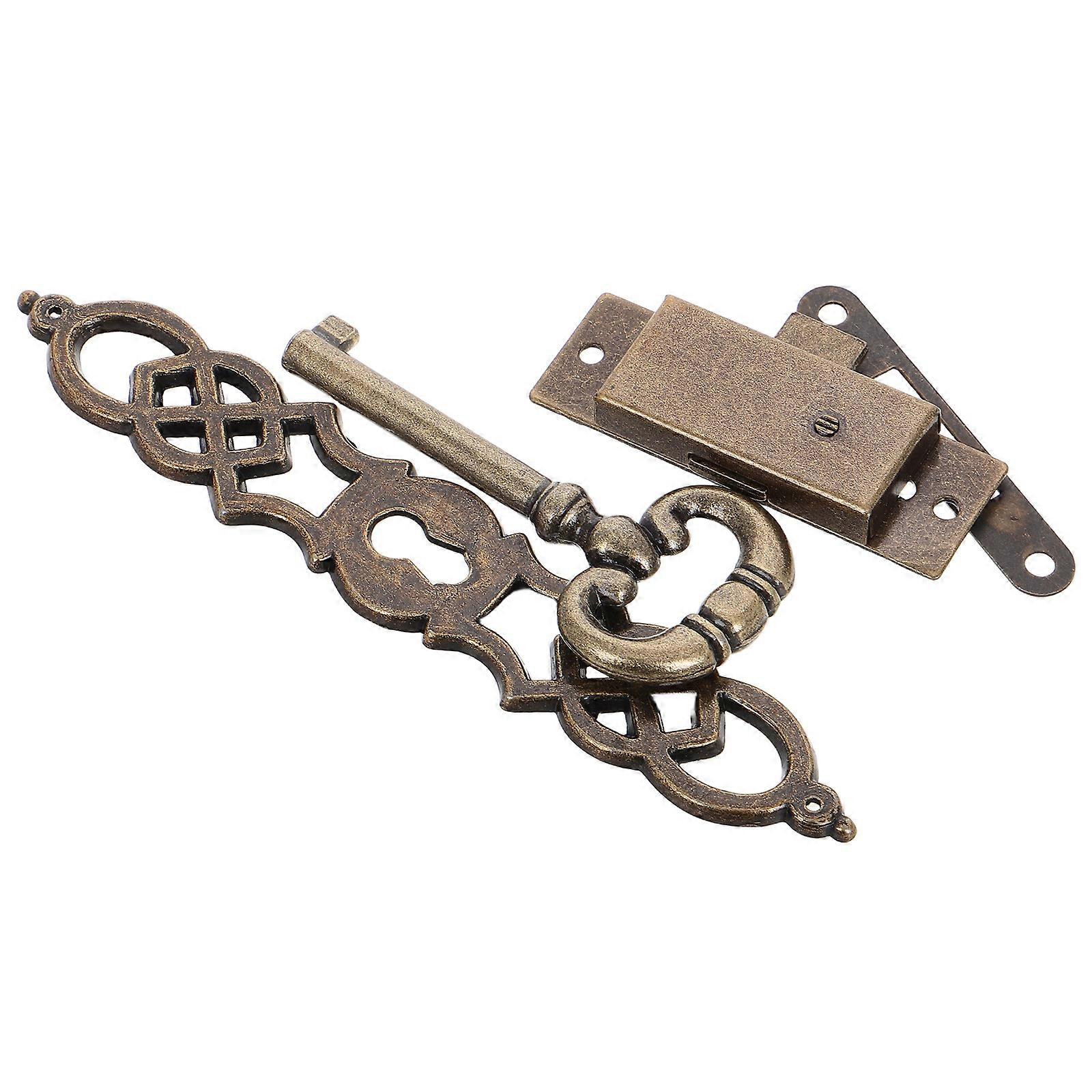 Antique Cylinder Door Clock Kit Vintage DIY Mechanical Clock Components with Key Hinges and Lock Cylinder