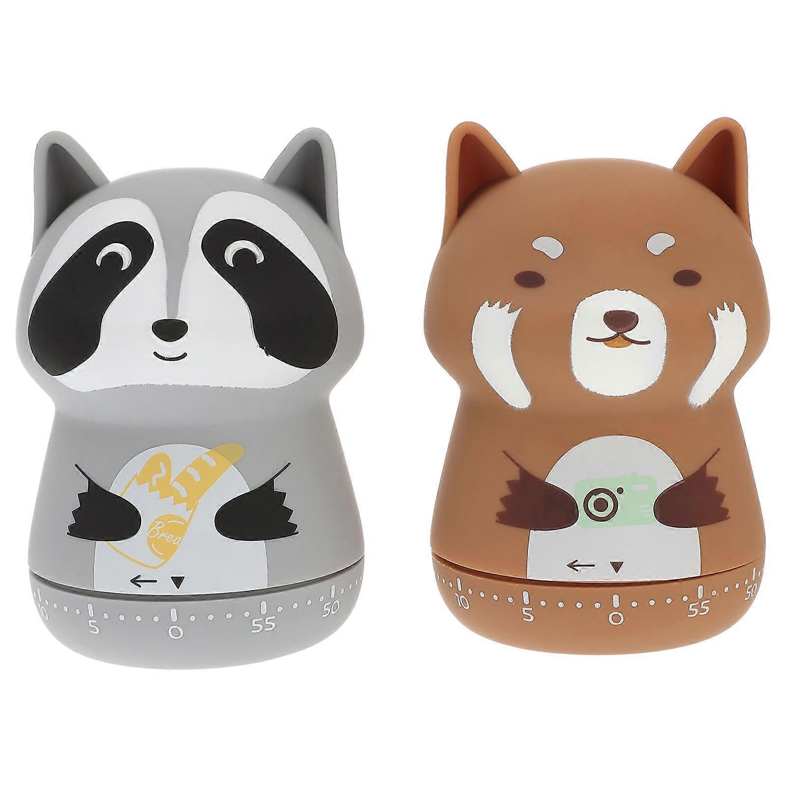 Portable Cartoon Timer Time Management Tool For Students And Home Users Assorted Color 5.8X5.8X9CM 2Pack