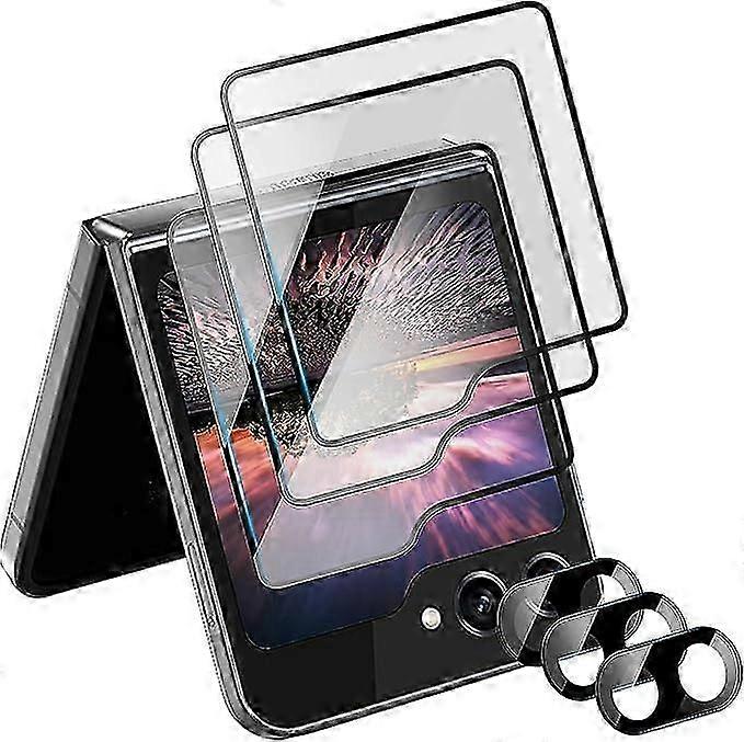 for Samsung Z Flip 5 Screen Protector, [6 in 1] 3 Pack Back Screen Protector + 3 Pack Camera Protector, HD Clear Anti-Scratch Tempered Glass