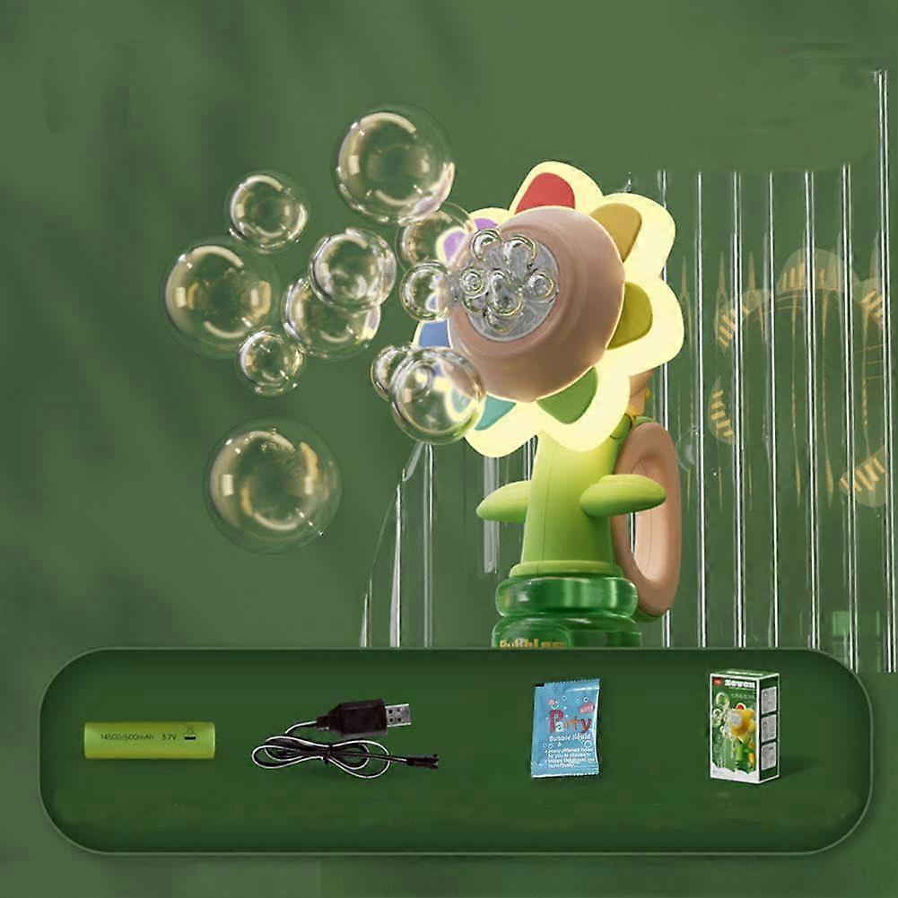 Electric Sunflower Shakes Head Dancing Bubble Machine Toys, Automatic Sunflower Bubble Machine with Light and 3 Speeds(pink)