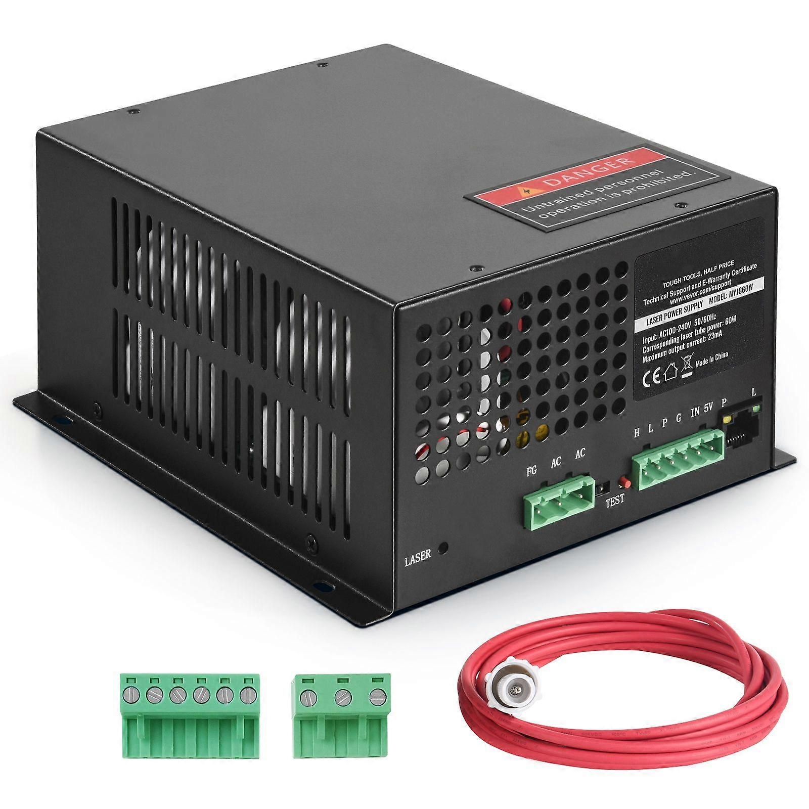 CO2-Lasernetzteil, 60 W, Netzteil für 60 W Laserröhre, Konstantstromschutz, Leerlaufschutz, schnelle Wärmeableitung