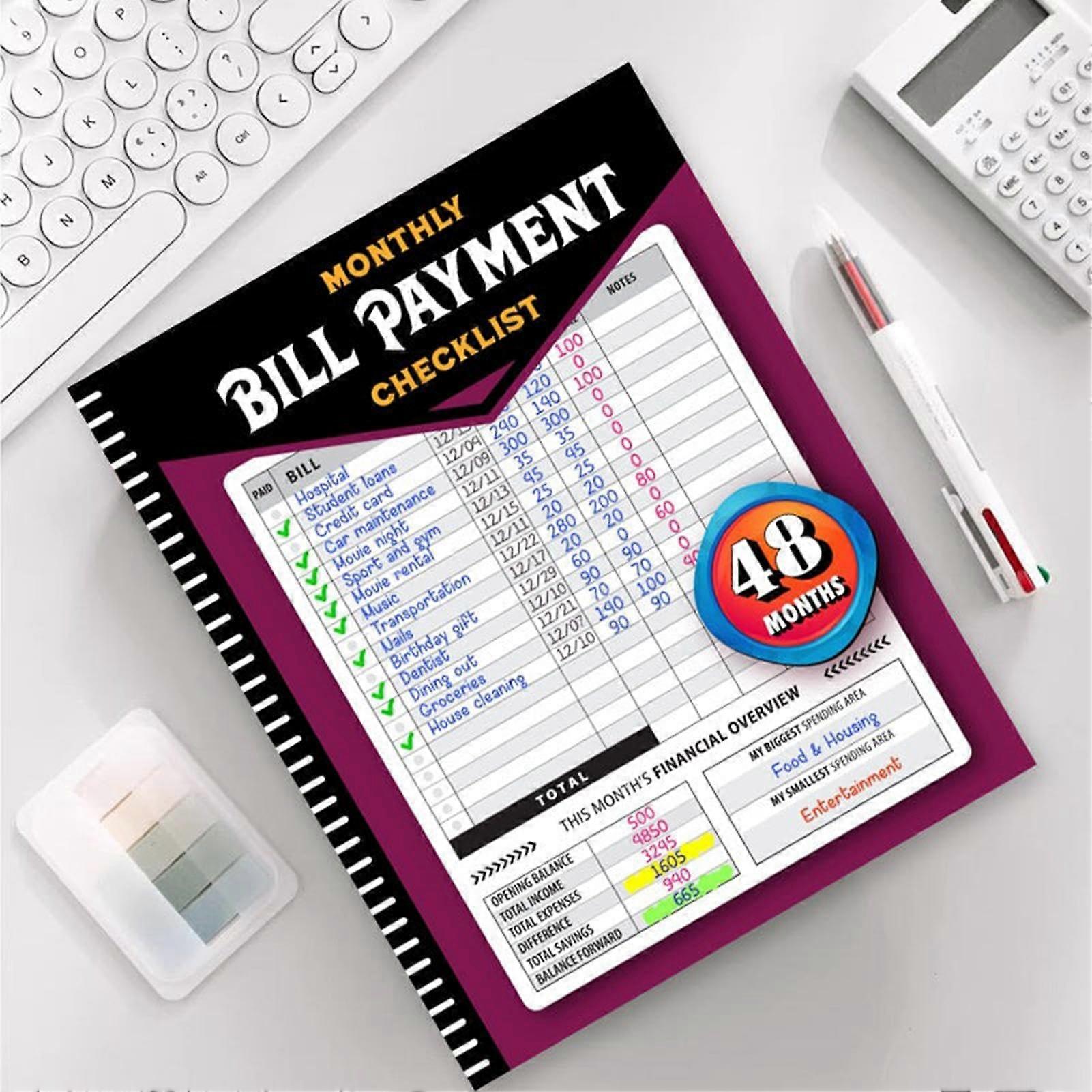 Bill Payment Checklist - Monthly Budget Planner, Expense Tracker, Financial Organizer with Notebook for Effective Money Management