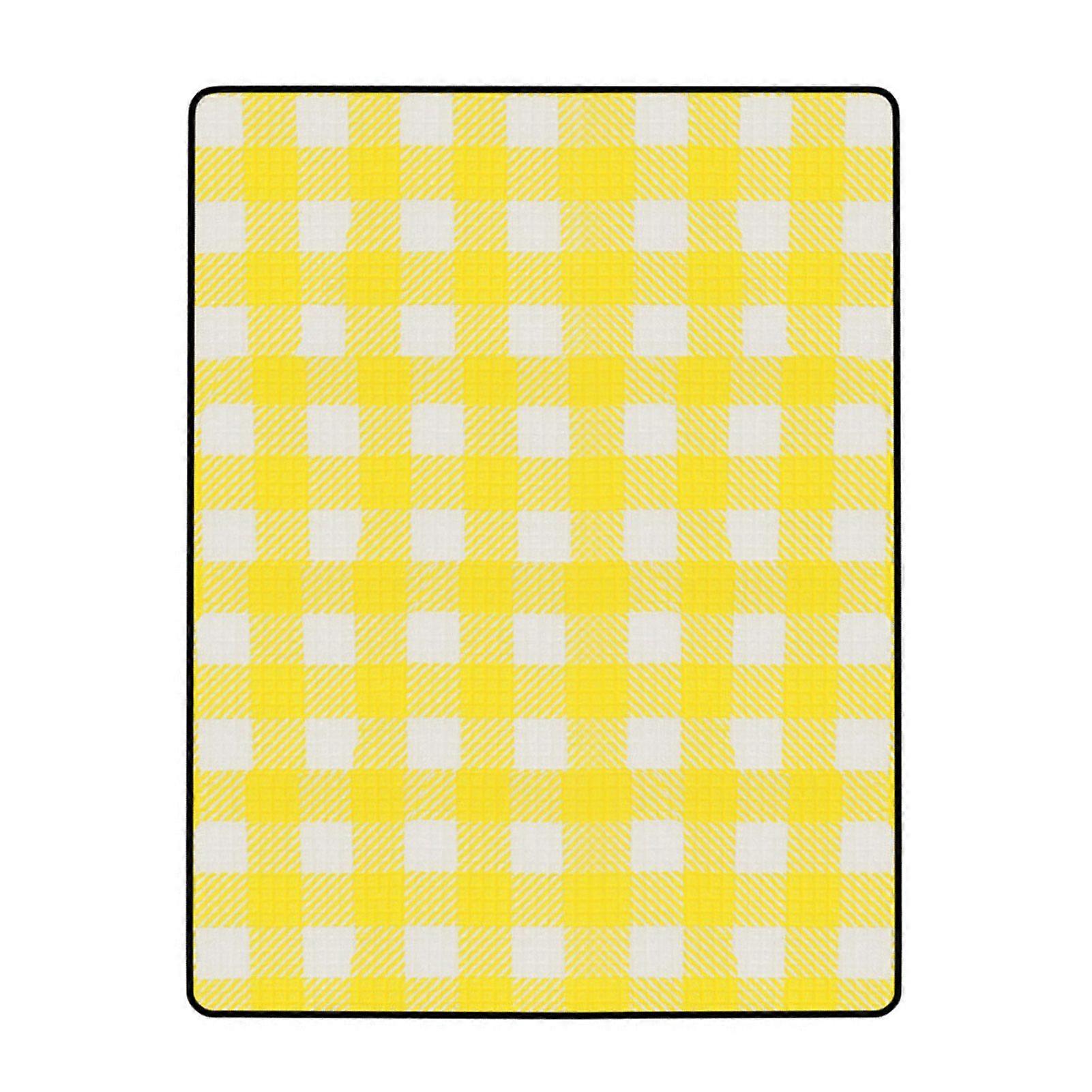Picnic Mat Waterproof Yellow Grids Printing Foldable Thicken Camping Blanket for Outdoor Use YMHC