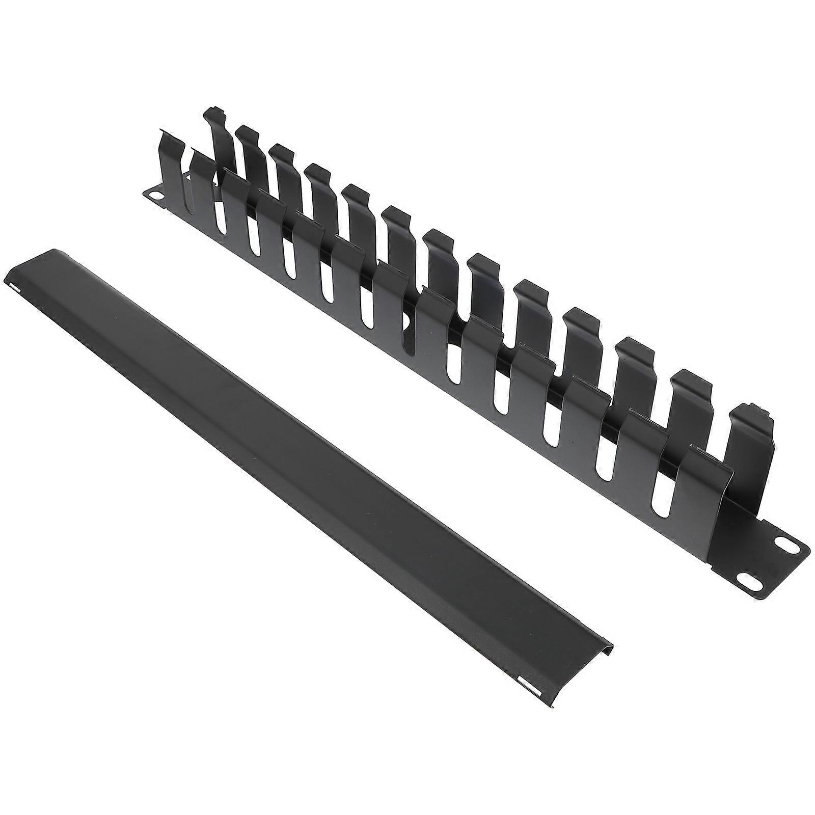 Black Metal 12Slot Rack for Cable Management with Detachable Dust Cover and Durable Design