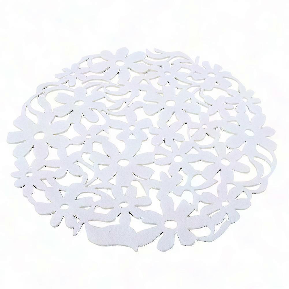 White Round Felt Placemat for Dining Table, 1 Piece Heat Insulation Mat