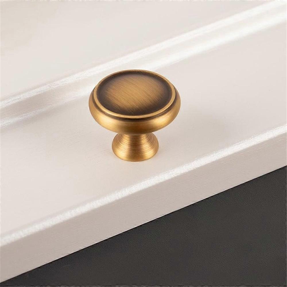 BR98 Brass Cabinet Drawer Pulls 31 x 26mm Round Knobs for Wardrobe Single Hole Small Handles